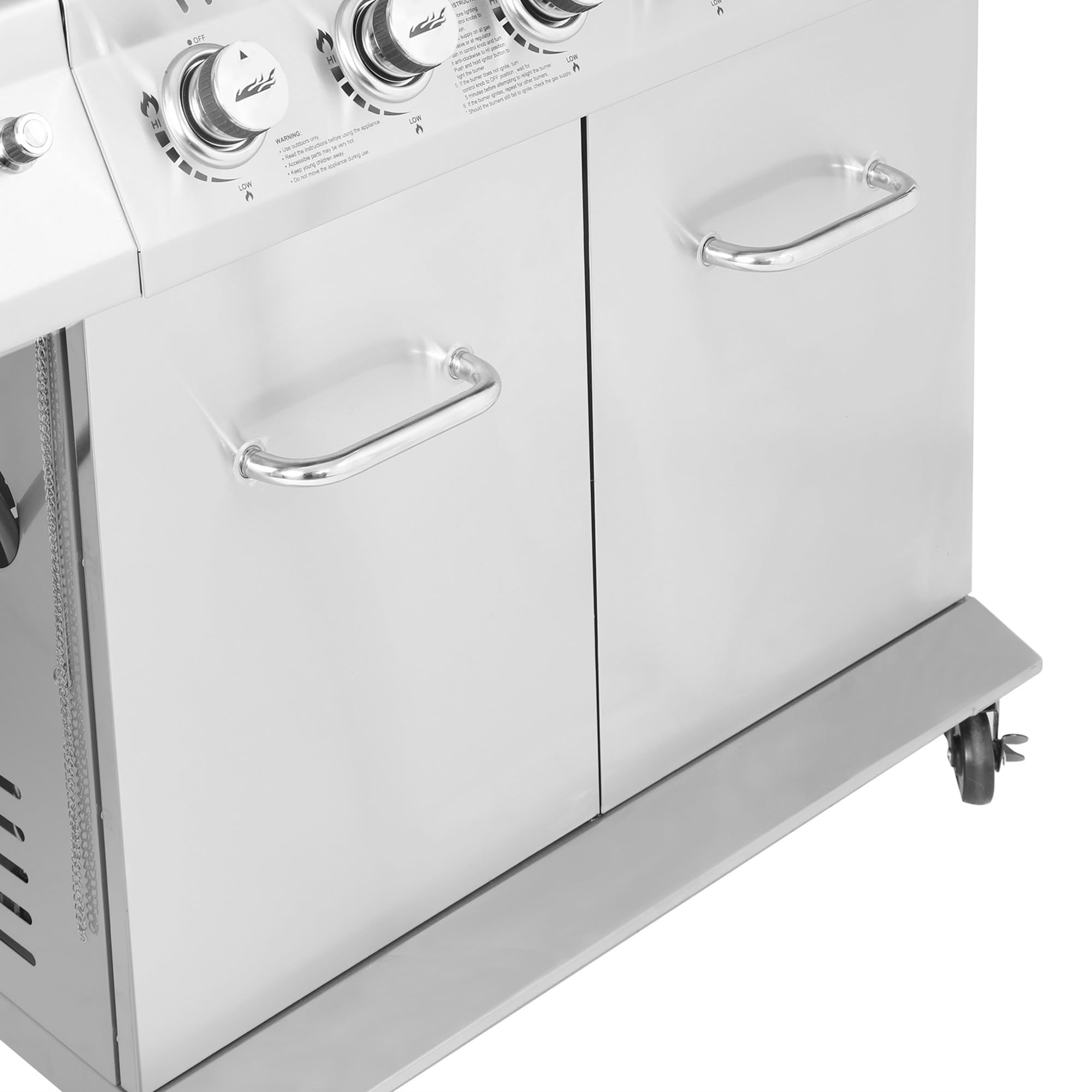 Stainless Steel 6-Burner Gas Grill – 74,000 BTU with Sear & Side Burner, Cabinet Style - Image 11