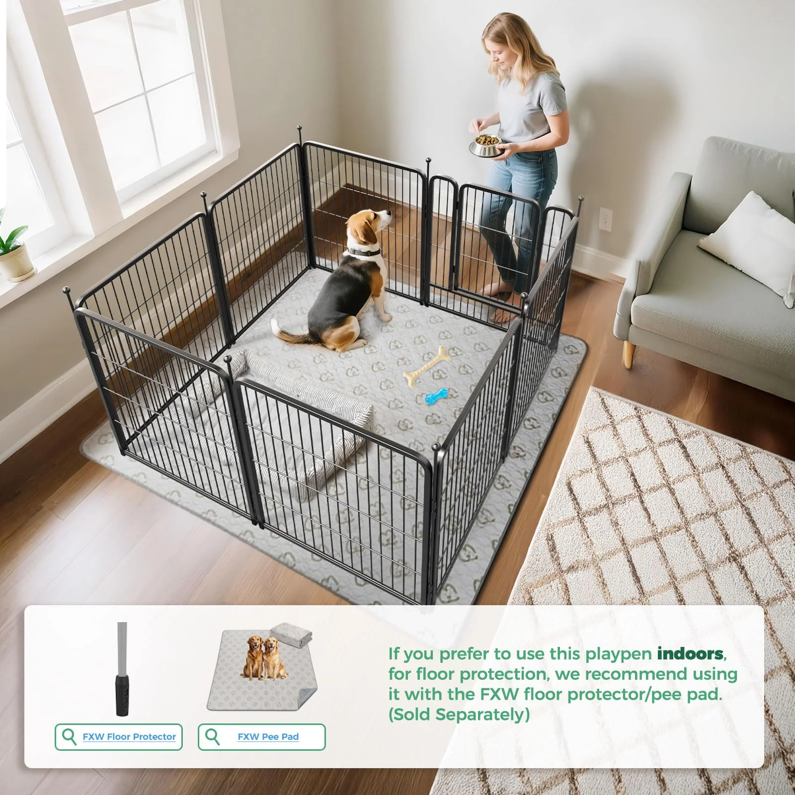 32" Dog Playpen for Small Dogs, Portable Indoor Outdoor Pet Exercise Pen for Puppies and Small Pets - Image 2
