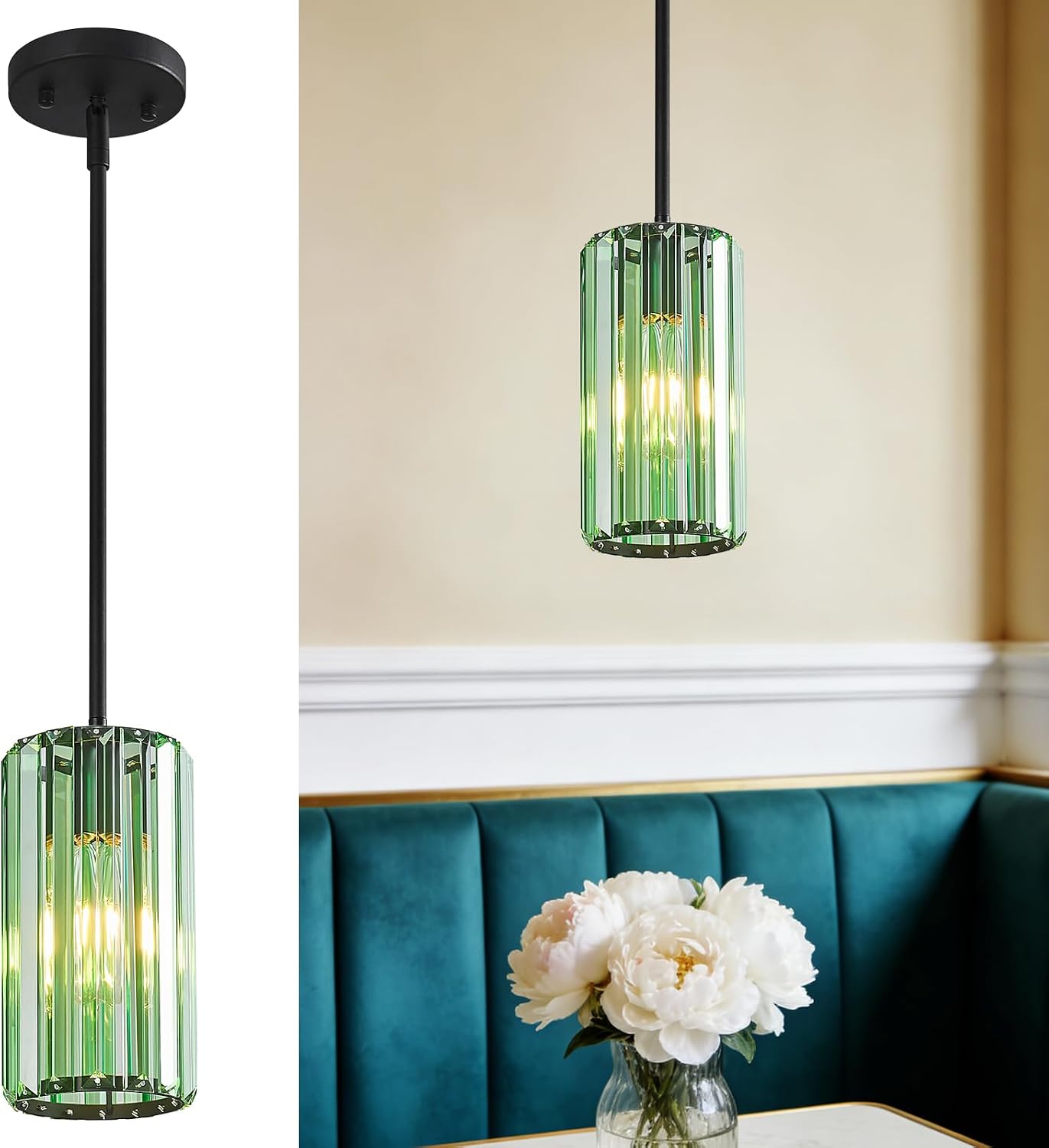 Chrome Pendant Lighting, Modern Pendant Light, Mini Crystal Chandeliers, Adjustable Pendant Light Fixture for Kitchen Island, Dining Room, Corridor & Bedroom (Chrome, 3-Pack) - Image 8