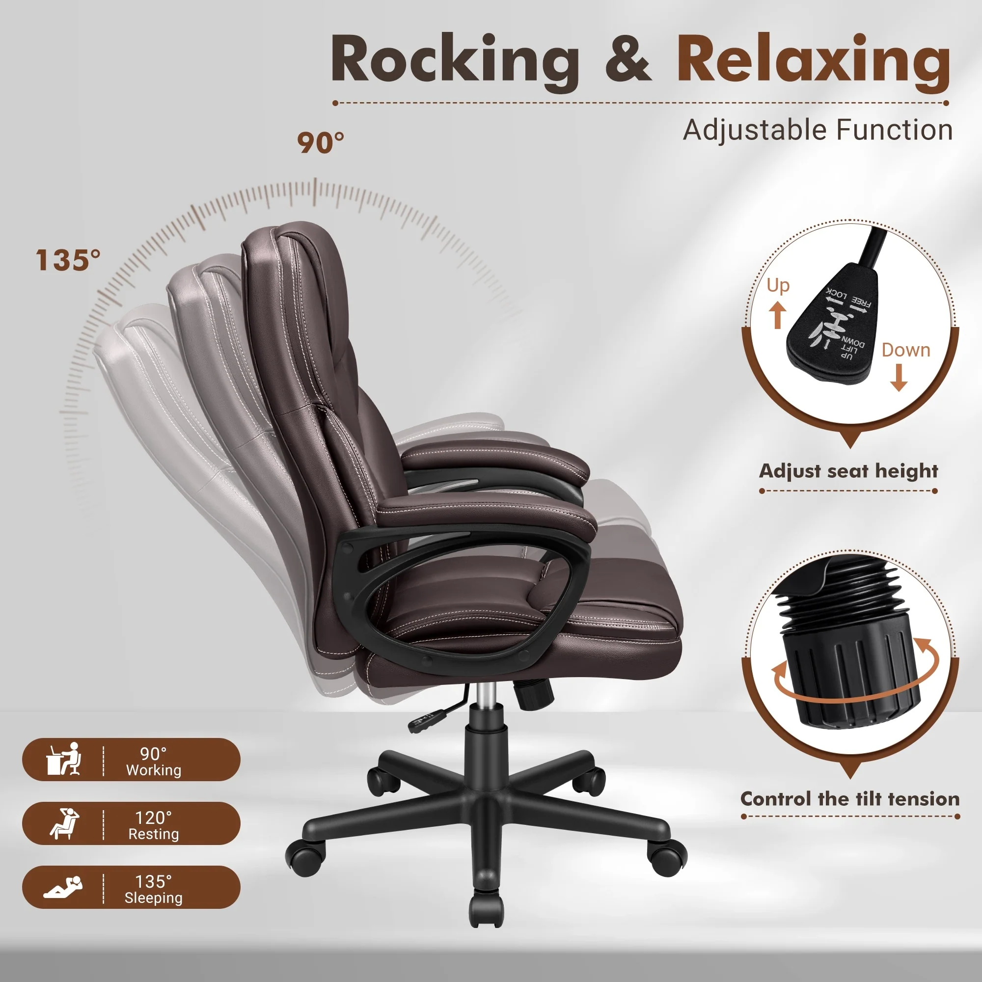 High Back Executive Office Chair, Ergonomic Computer Desk Chair for Home and Office - Image 33