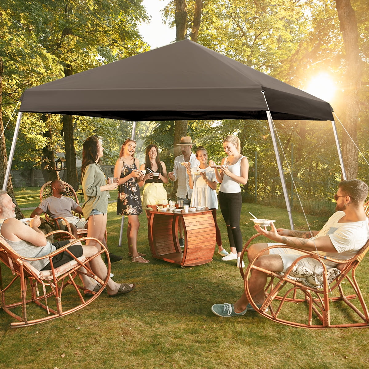 10x10 Pop Up Canopy Tent With Durable Silver Coated Cover And Adjustable Slant Legs, Easy Setup Outdoor Patio Instant Sun Shelter - Blue, Included 1 x Storage Carry Bag, 4 x Guylines, 8 x Stakes - Image 33