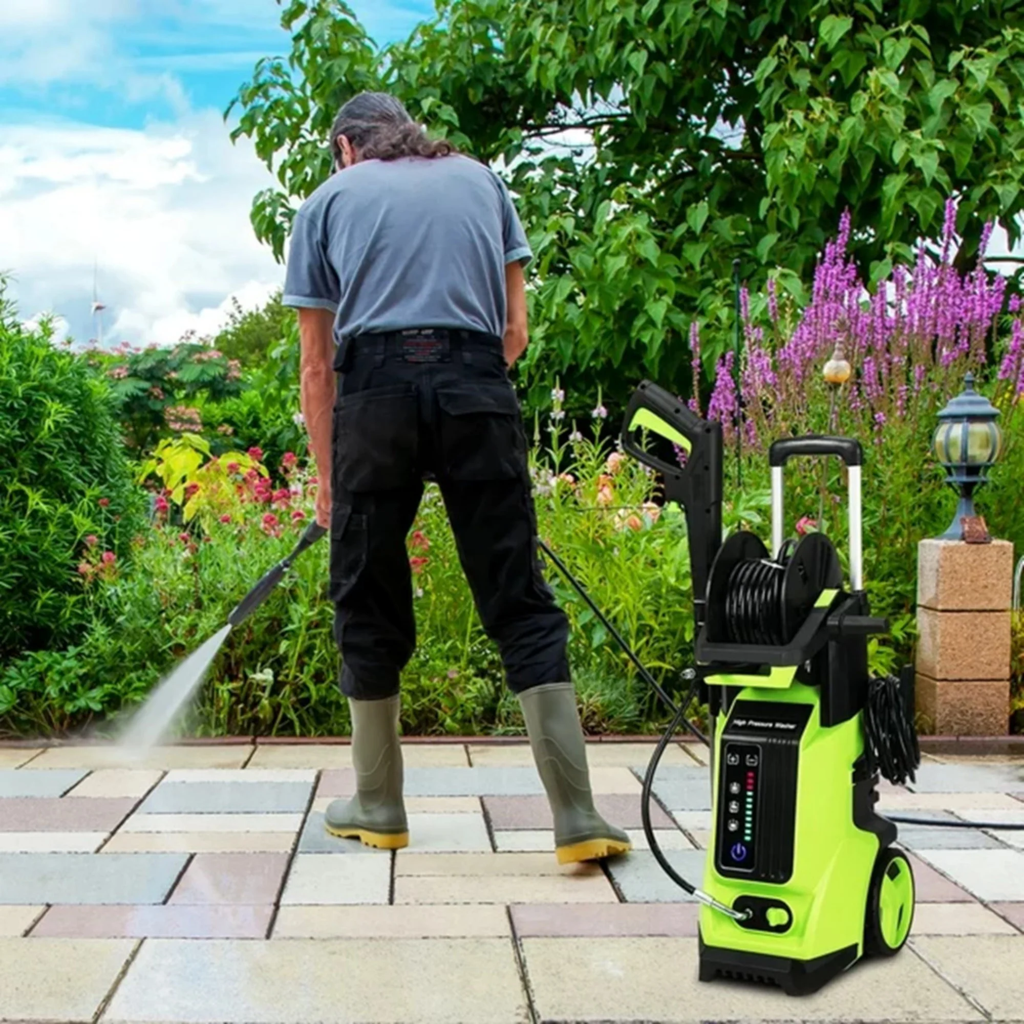 CASEMIOL 1800W Electric Pressure Washer, 3800 PSI, 2.6 GPM Power Washer with Safety Lock & TSS, 19.7ft Hose, 4 Nozzles, Portable High Pressure Cleaning Machine for Cars, Driveways, Patios, Green - Image 5
