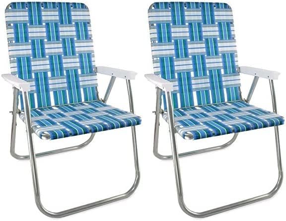 Outdoor Chairs for Camping. Made with Lightweight Aluminum Frames and UV-Resistant Webbing. Folds for Easy Storage 2- Pack (Charleston with Green Arms, Classic) - Image 7