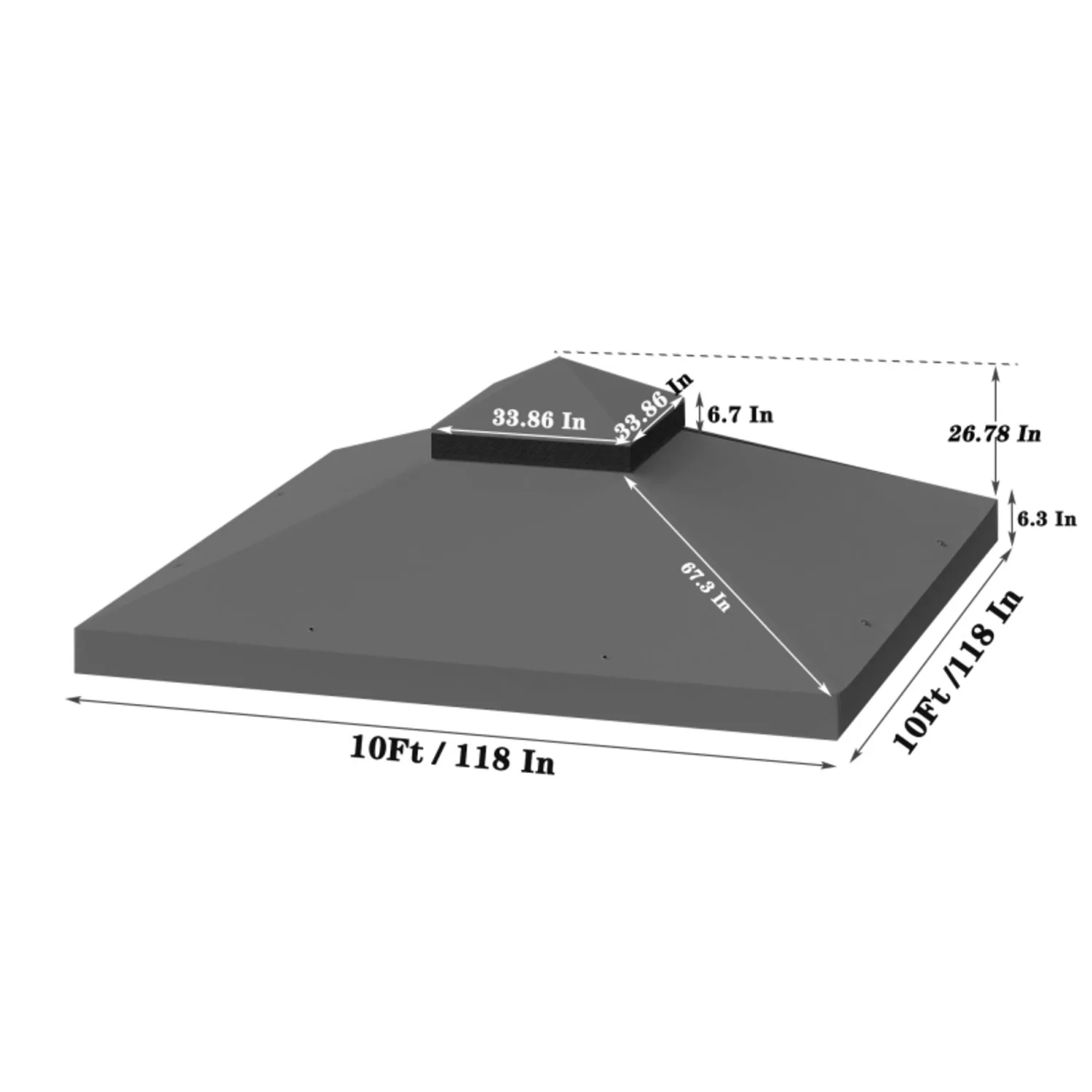 10x10 Ft Outdoor Patio Gazebo Replacement Canopy Double Tiered Gazebo Tent Roof Top Cover Only Frame Not Include Durable Replacement For Outdoor Shade Needs - Image 4