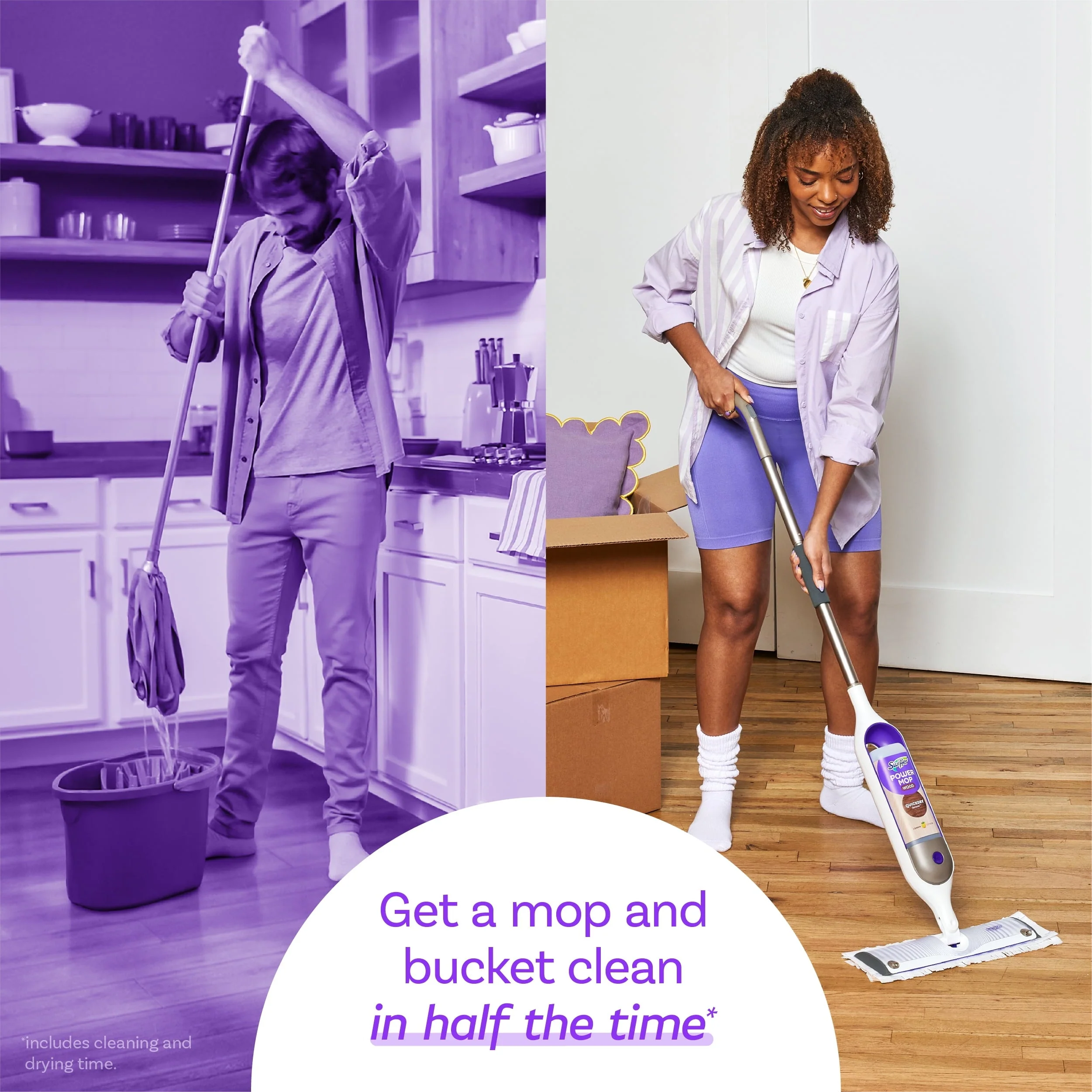 Swiffer Power Mop Wood Mop Kit for Floor Cleaning, Lemon Scent - Image 9