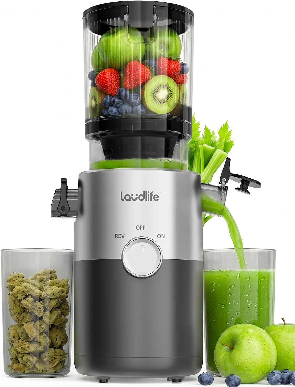 Cold Press Juicer with 5.9" Wide Feed Chute, Integrated 100oz Capacity Hopper & Strainer Design, Easy Clean & BPA Free, Slow Masticating Juicer Machines for Whole Fruits Vegetables - Image 2