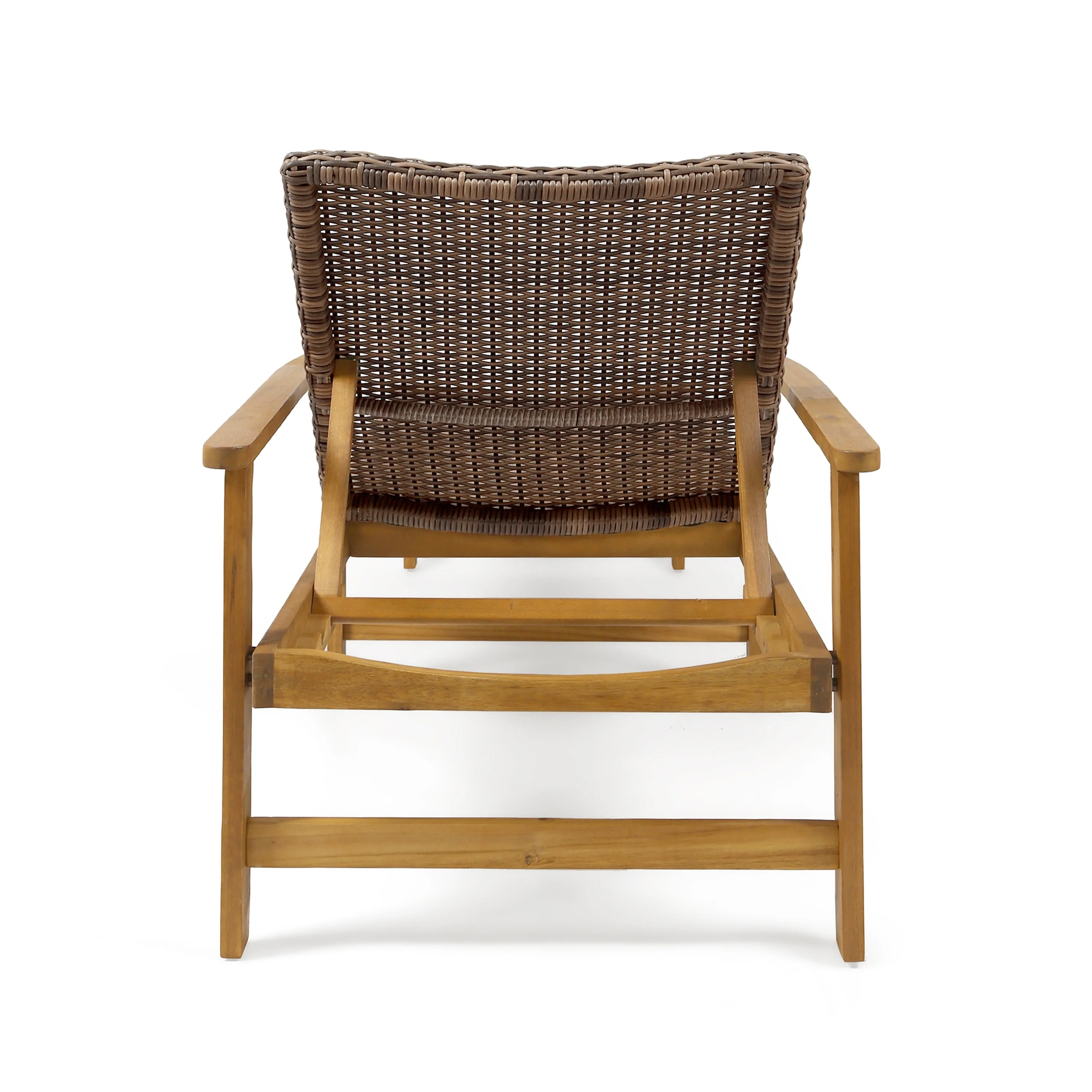 Christopher Knight Home Hampton Outdoor Rustic Acacia Wood Chaise Lounge with Wicker Seating by mixed black, light gray wash - Image 7