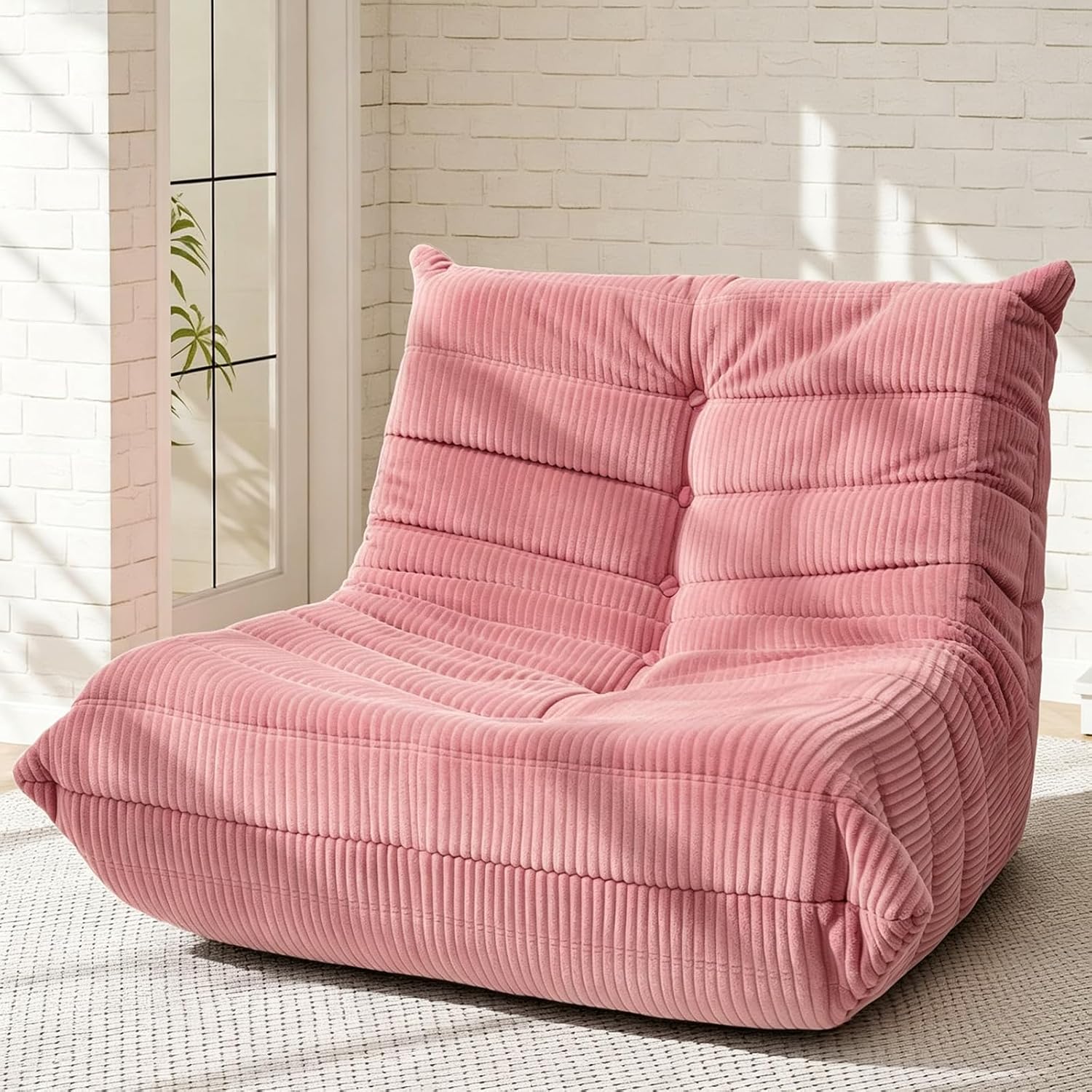 Bean Bag Chair for Adults, High-Density Foam, Dutch Velvet, Grey - Image 3