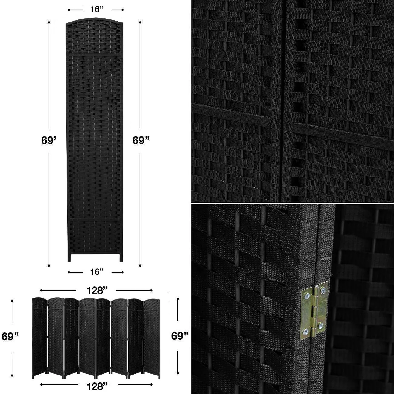 Tall Folding Room Divider Screen, Portable Privacy Partition Wall Panel for Bedroom, Living Room and Office - Image 12