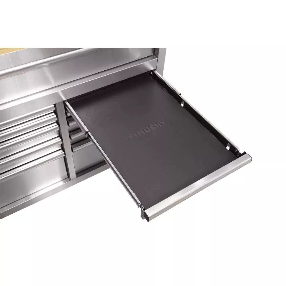 72-Inch 18-Drawer Mobile Workbench, 24-Inch Deep, with Solid Wood Top and Stainless Steel Finish - Image 6
