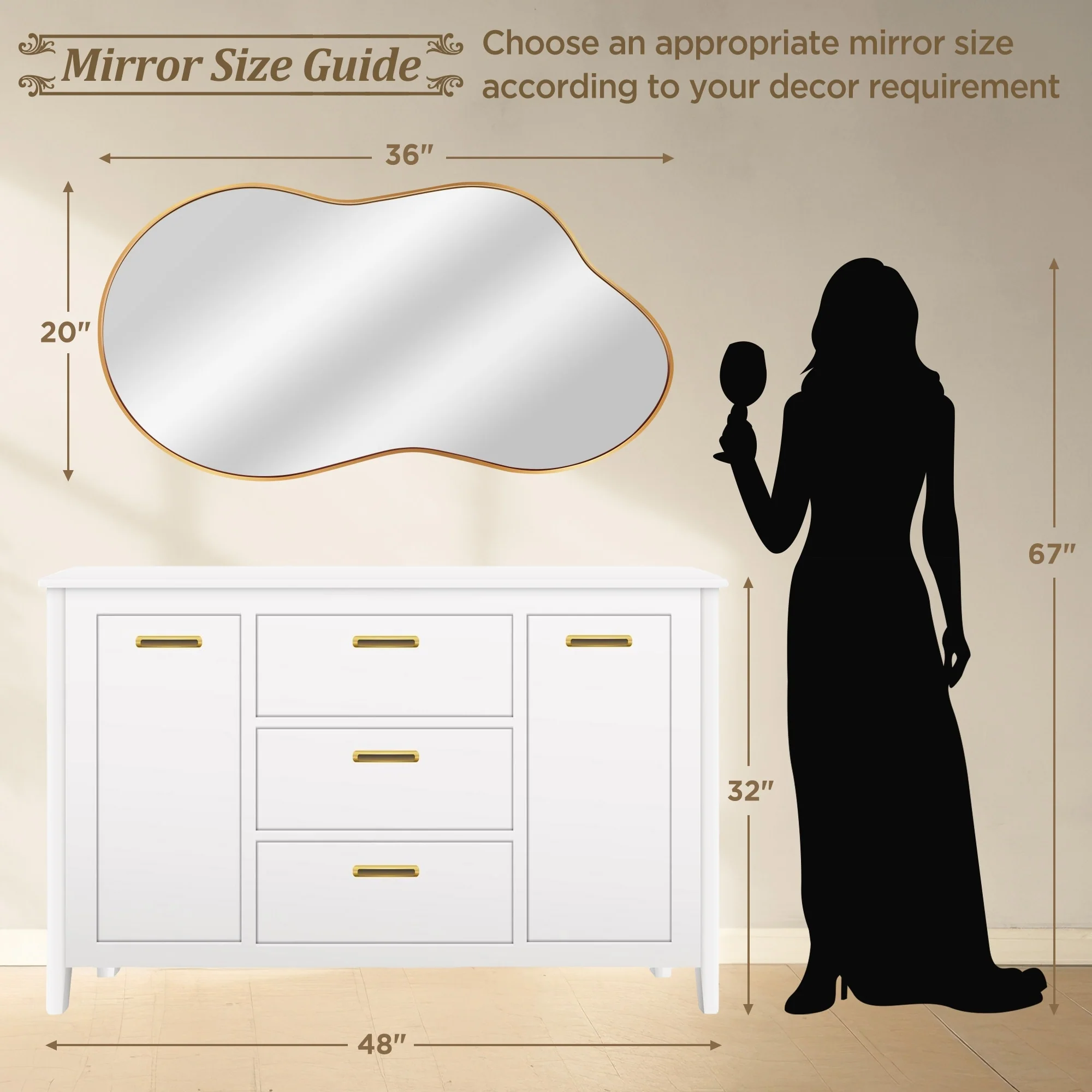 Asymmetrical Irregular Wall Mirror, Modern Decorative Accent Mirror for Living Room, Bedroom and Entryway - Image 15
