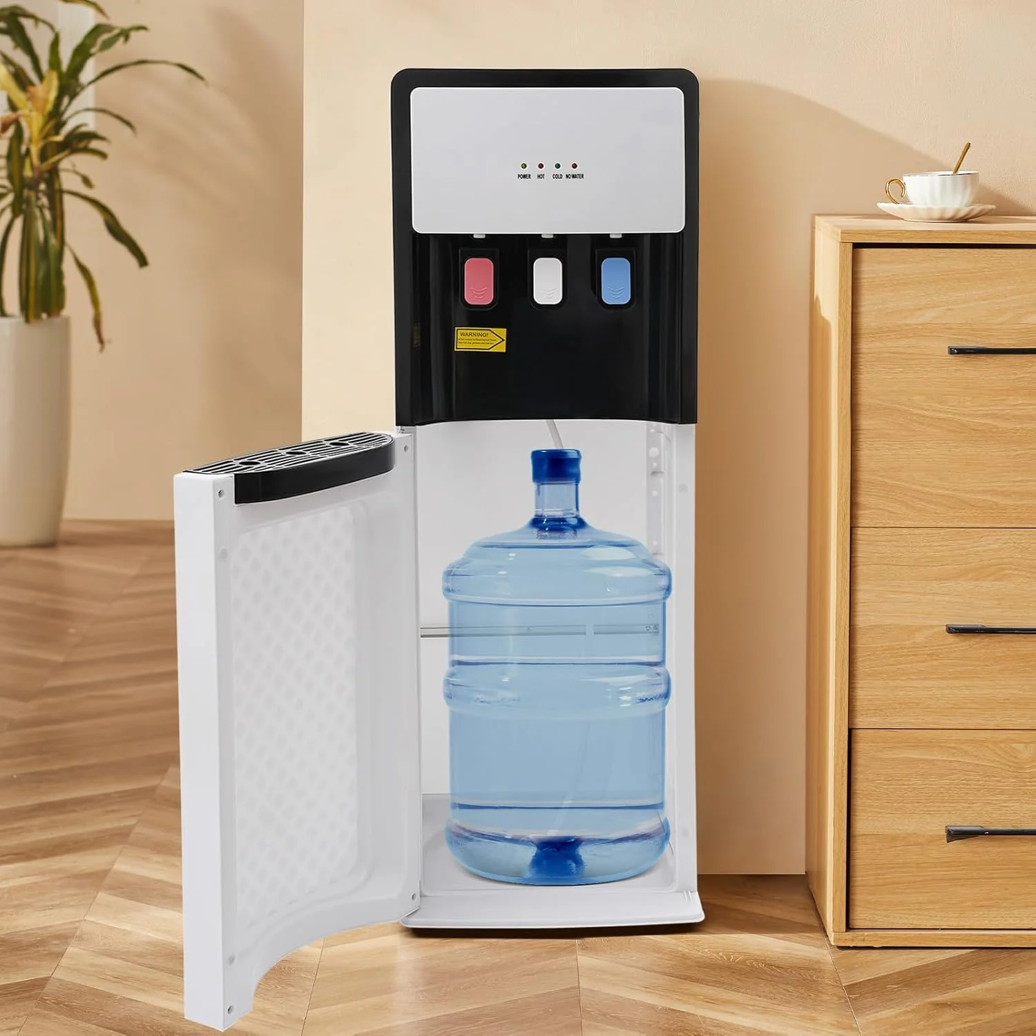 Bottom Loading Water Cooler Dispenser, Storage Cabinet Drinking Fountain Hot & Cold Standing Water Dispenser with Anti-Scalding Design Safety Lock for Home Office (Silver Grey) - Image 20