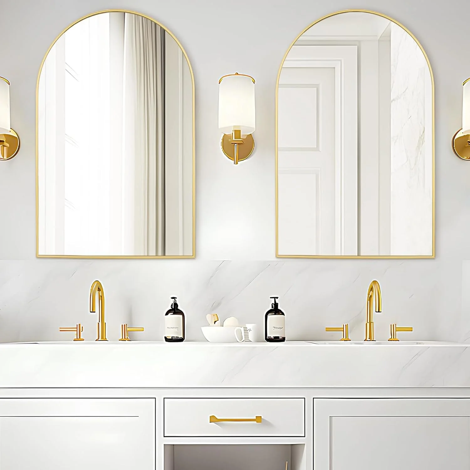 Modern Arch Aluminum Bathroom Wall Mirror, Wall Mounted Vanity Mirror for Bathroom, Bedroom and Home Decor - Image 2