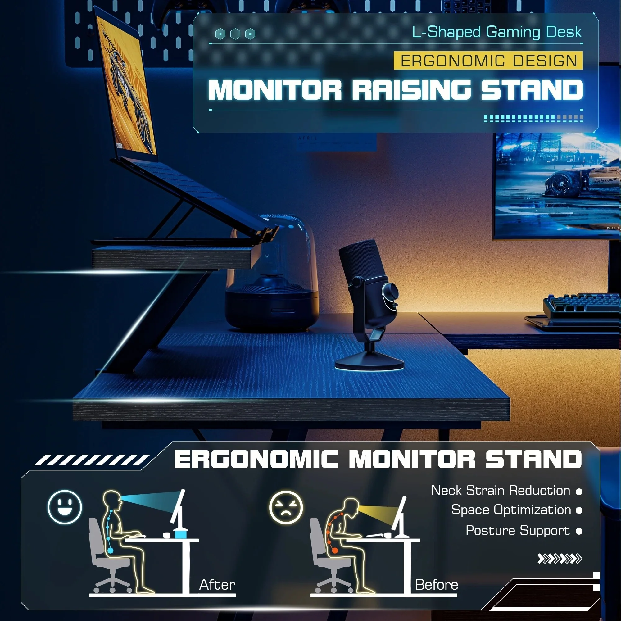 L-Shaped Gaming Desk, Computer Corner Desk and Office Writing Desk for Home - Image 23
