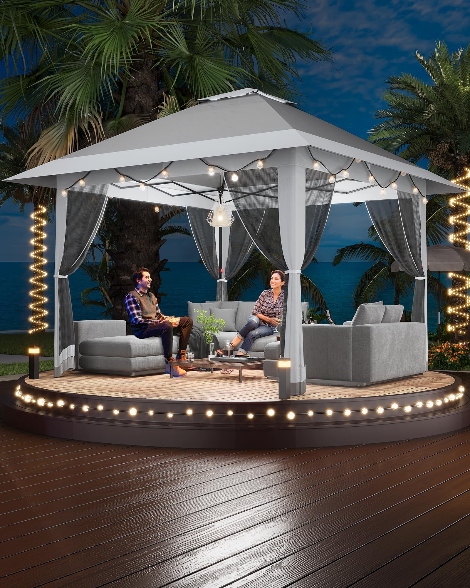 Accreate 13' X 13' Outdoor Patio Gazebo,Outdoor Canopy Tent with Mosquito Netting,Backyard Tent for Party, Wedding, Outdoor Dining, Patio, Backyard - Image 39