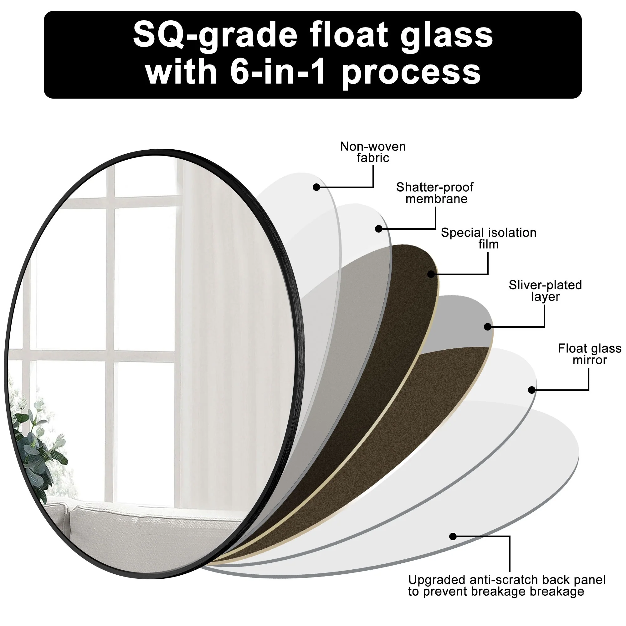 Modern Round Bathroom Vanity Mirror, Wall Mounted Circular Mirror for Bathroom, Bedroom and Home Decor - Image 41