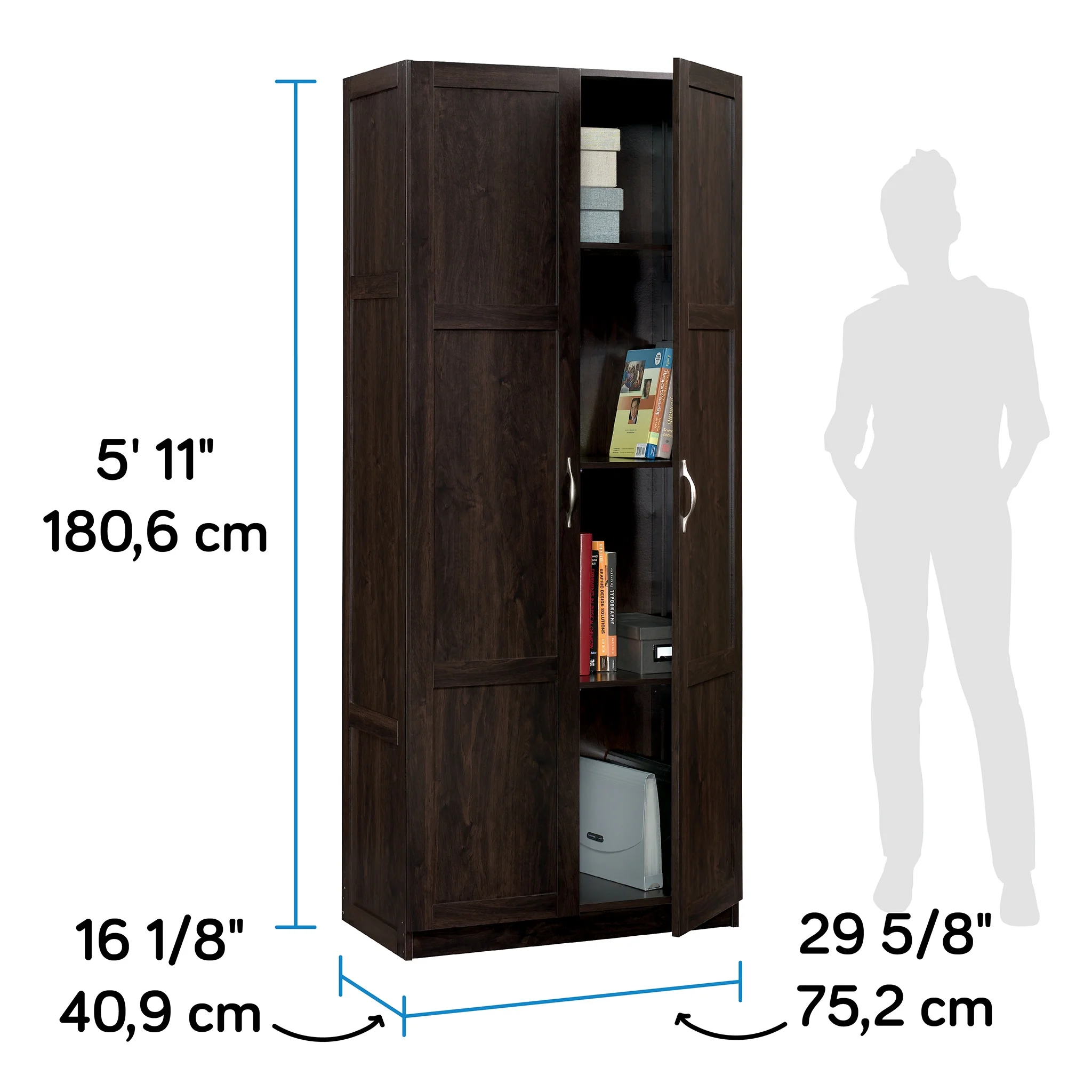 Sauder Select 2 Door Storage Cabinet, Reclaimed Pine Finish - Image 37