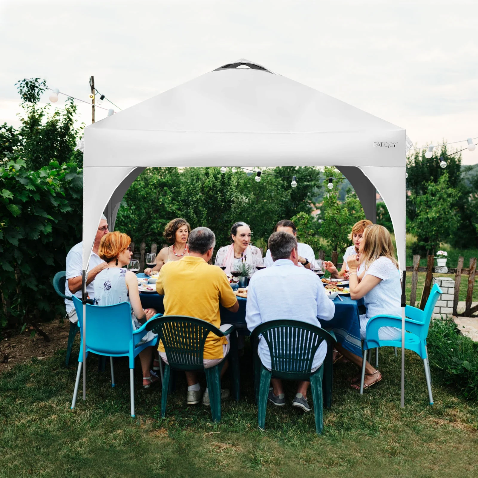 Patiojoy Pop-up Canopy Tent 6.6' x 6.6' Height Adjustable Commercial Instant Canopy w/ Portable Roller Bag White - Image 4