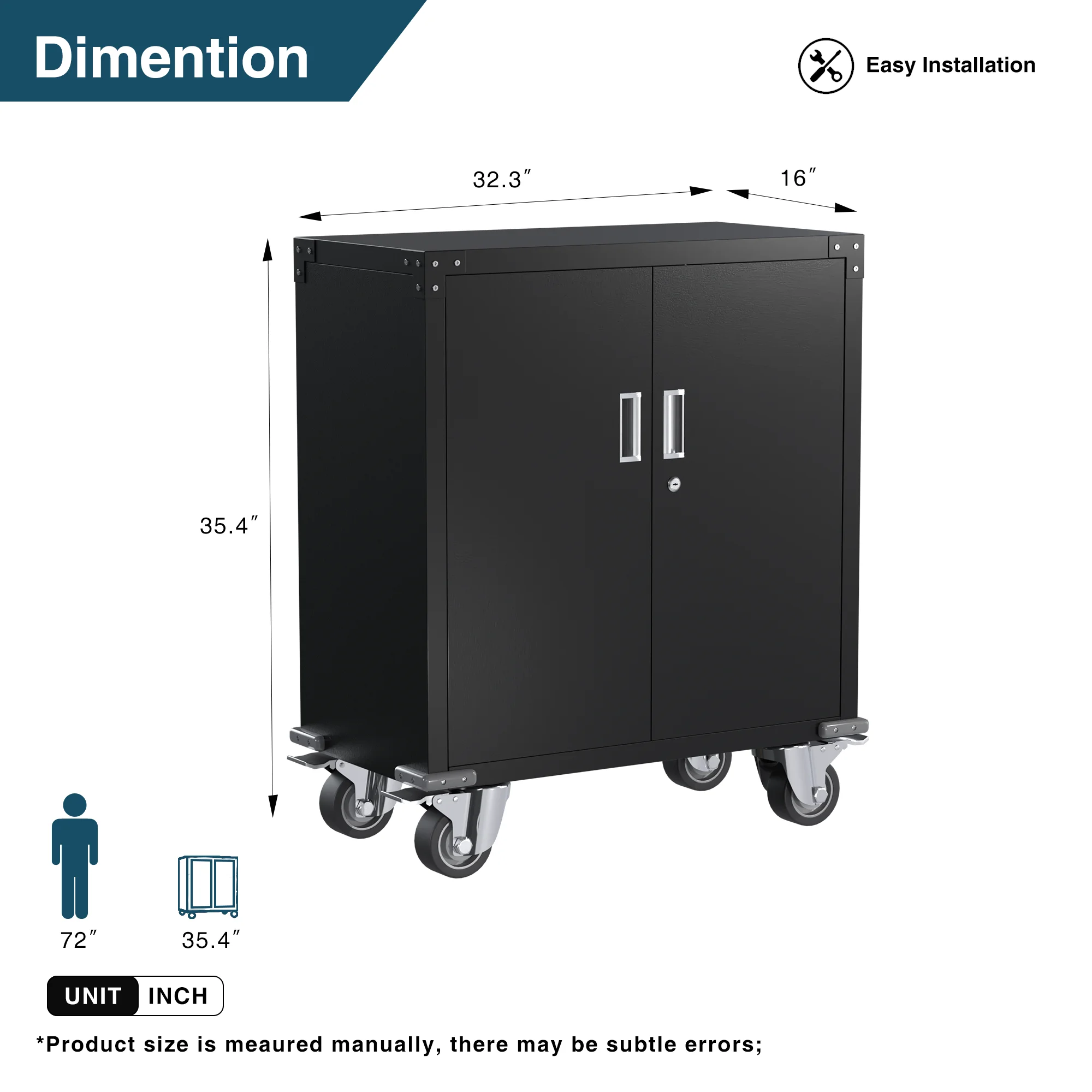 Aobabo Metal Storage Cabinet with Lock,Garage Storage Cabinet with Wheels,72In Steel Storage Cabinet for Garage Home Storage, Black Required-Assembly - Image 67
