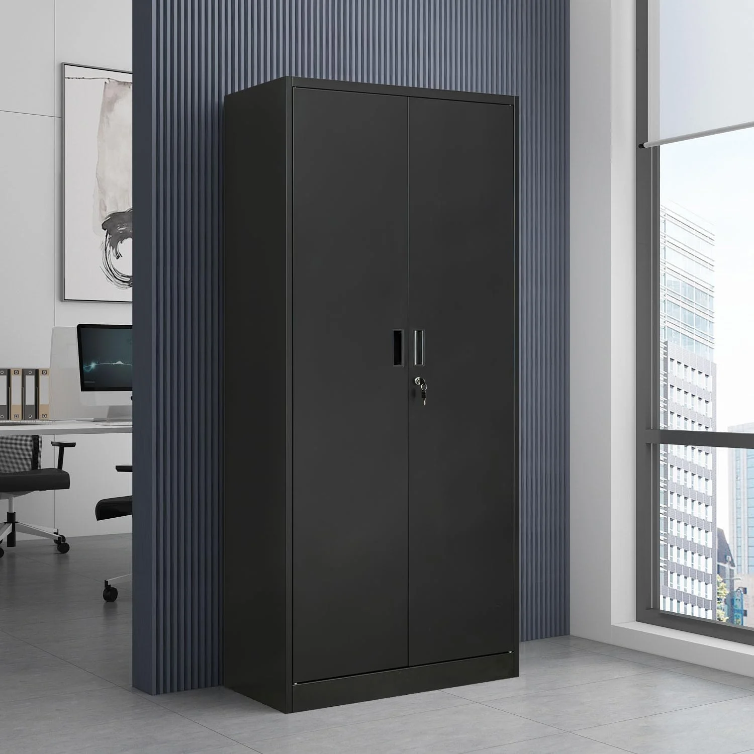Metal Storage Cabinet, Garage Metal Cabinet with Doors, Adjustable Shelf Height & Steel Lockable Storage Cabinet, Tool Cabinets for Office, Home, Gym, School and Kitchens - Image 13
