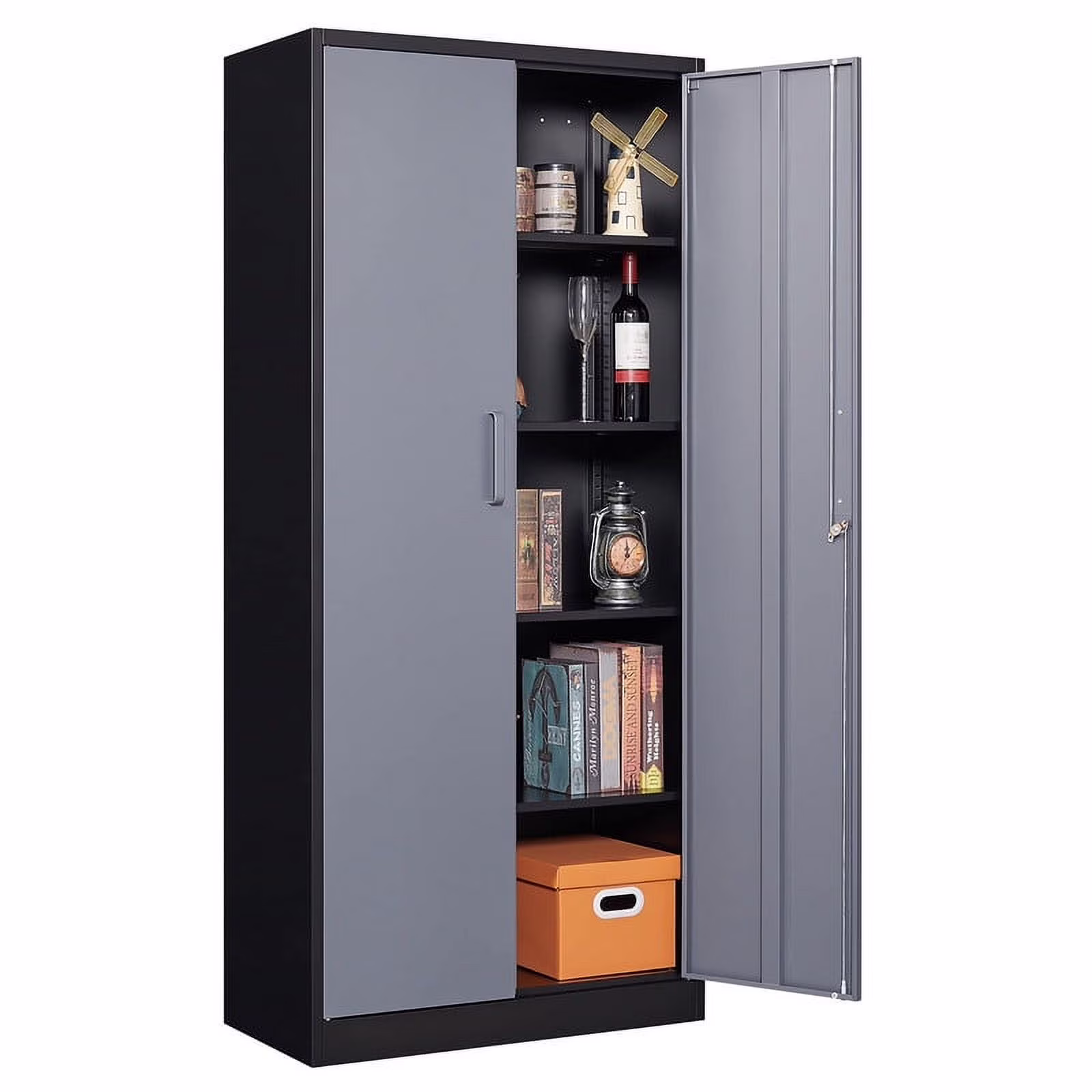 MIIIKO 71" Metal Storage Locker Metal Garage Locker Cabinets with Locking Door and 4 Adjustable Shelves, Steel Classic Storage Cabinet for Home, School, Office, Garage - Image 7