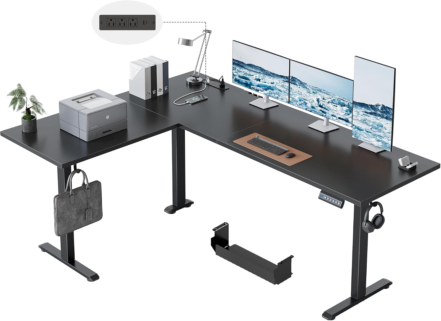 L Shaped Standing Desk 63 x 48 Inch, Electric Height Adjustable Corner Desk for Home Office Workstation, Ergonomic Sit to Stand Computer Table with Memory Controller, Rustic Brown - Image 17