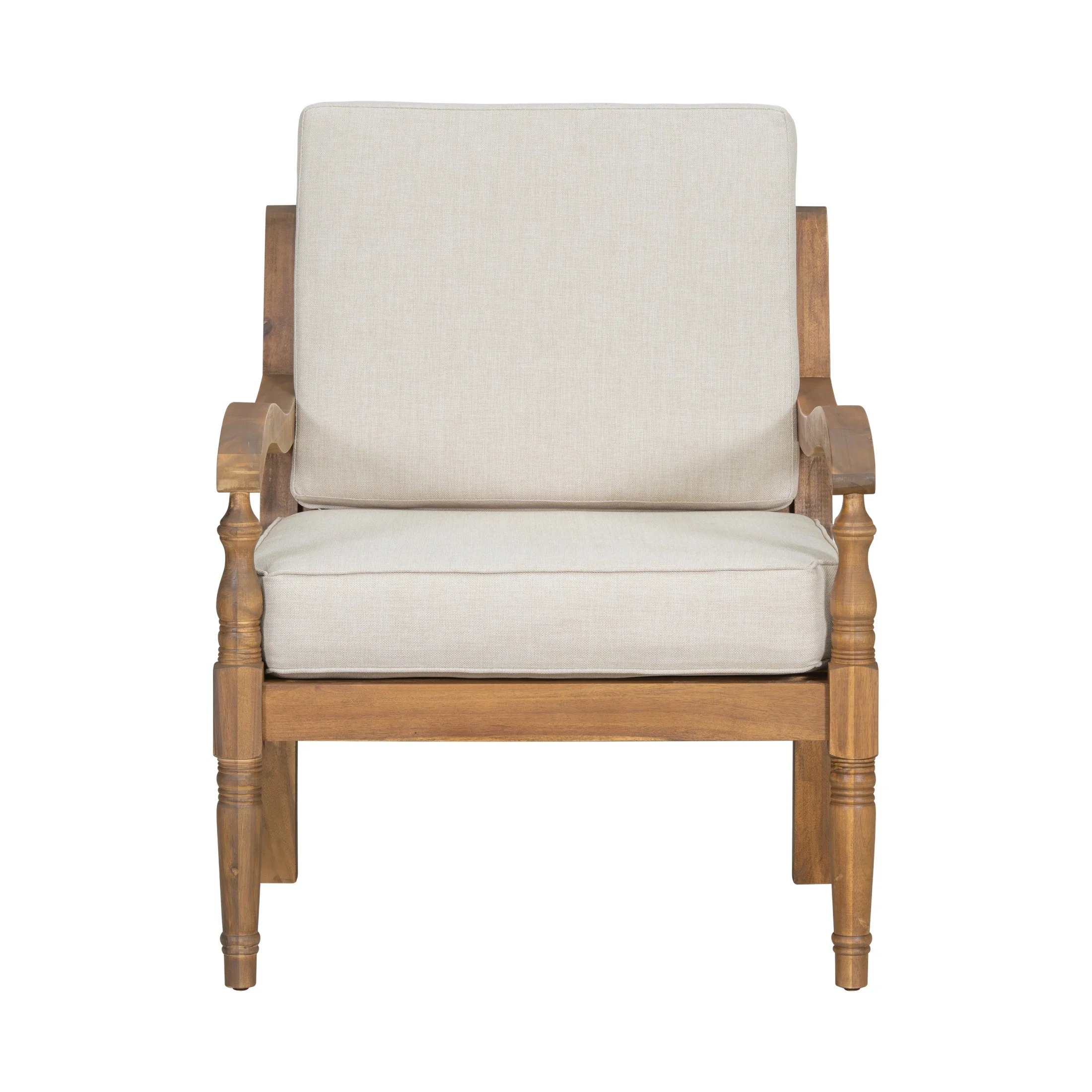 Christopher Knight Home Classic Carved Outdoor Lounge Chair with Cushions, Solid Wood Frame, Beige - Image 12