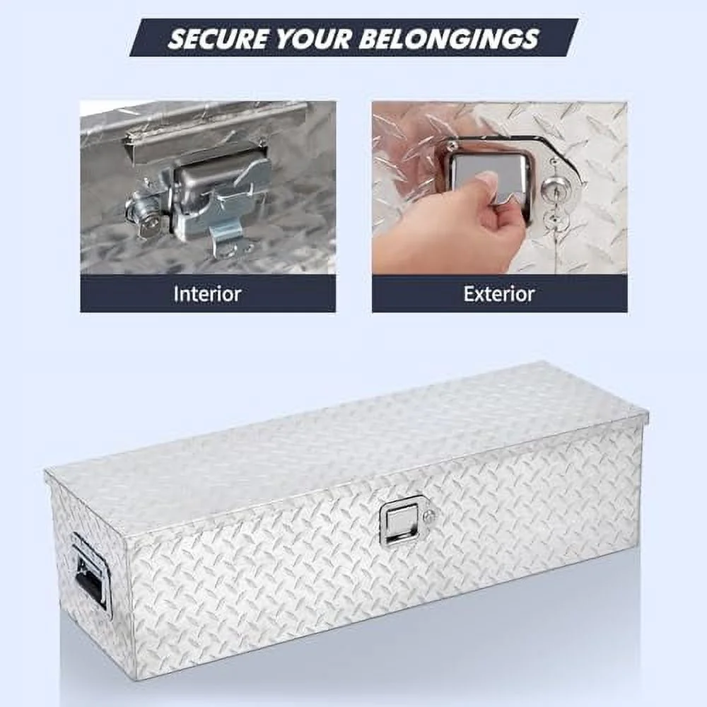 Aluminum Diamond Plate Tool Box 13x13x30 Inch, Heavy Duty Truck Toolbox with Sliding Shelf, Waterproof Truck Storage Organizer Chest for Pick Up Truck RV Trailer with Lock & Keys - Image 10