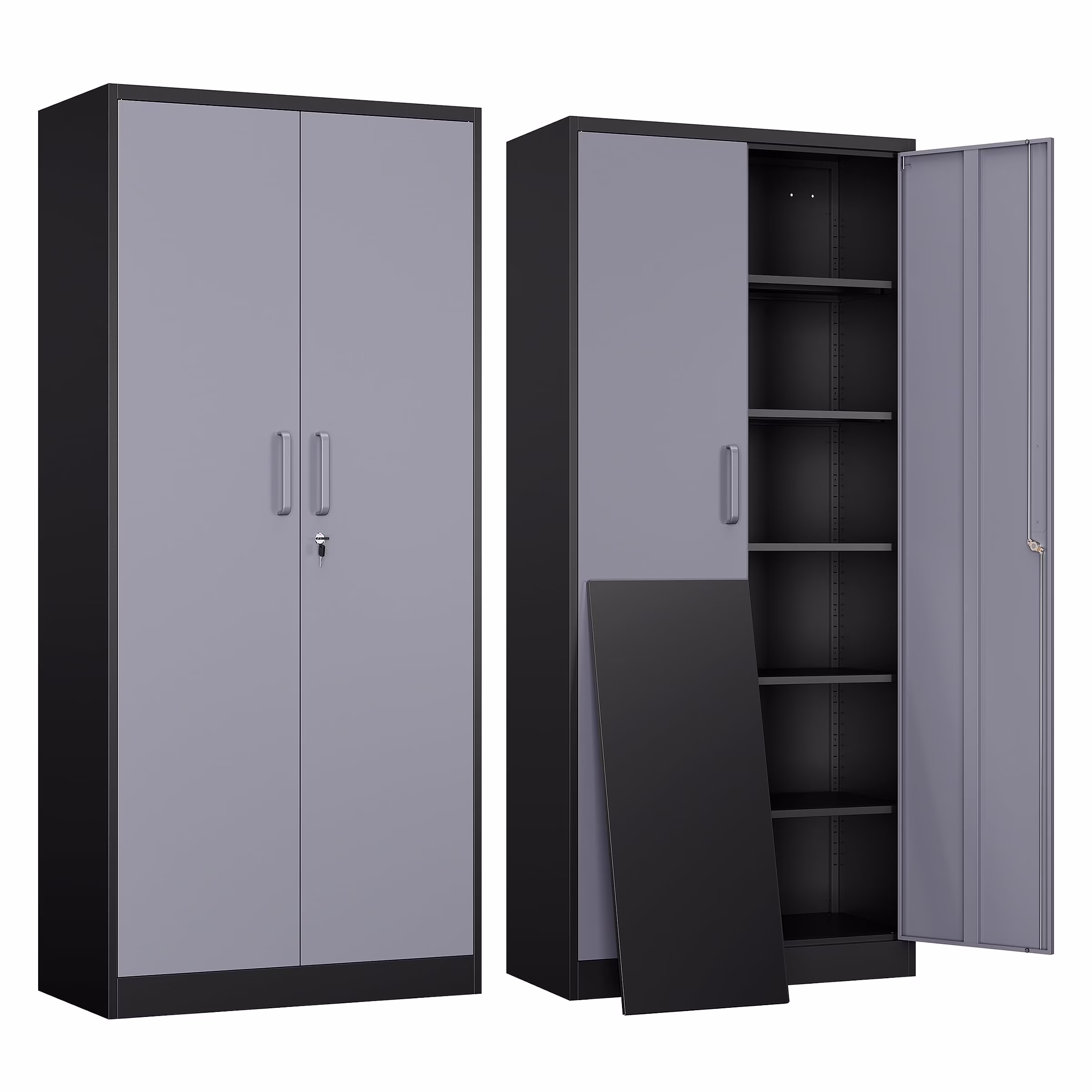 STANI Metal Storage Cabinet with Locking Doors, Garage Lockable Steel Cabinets with 4 Doors and 5 Shelves for Home, Garage, Pantry Workshop Warehouse - Image 9