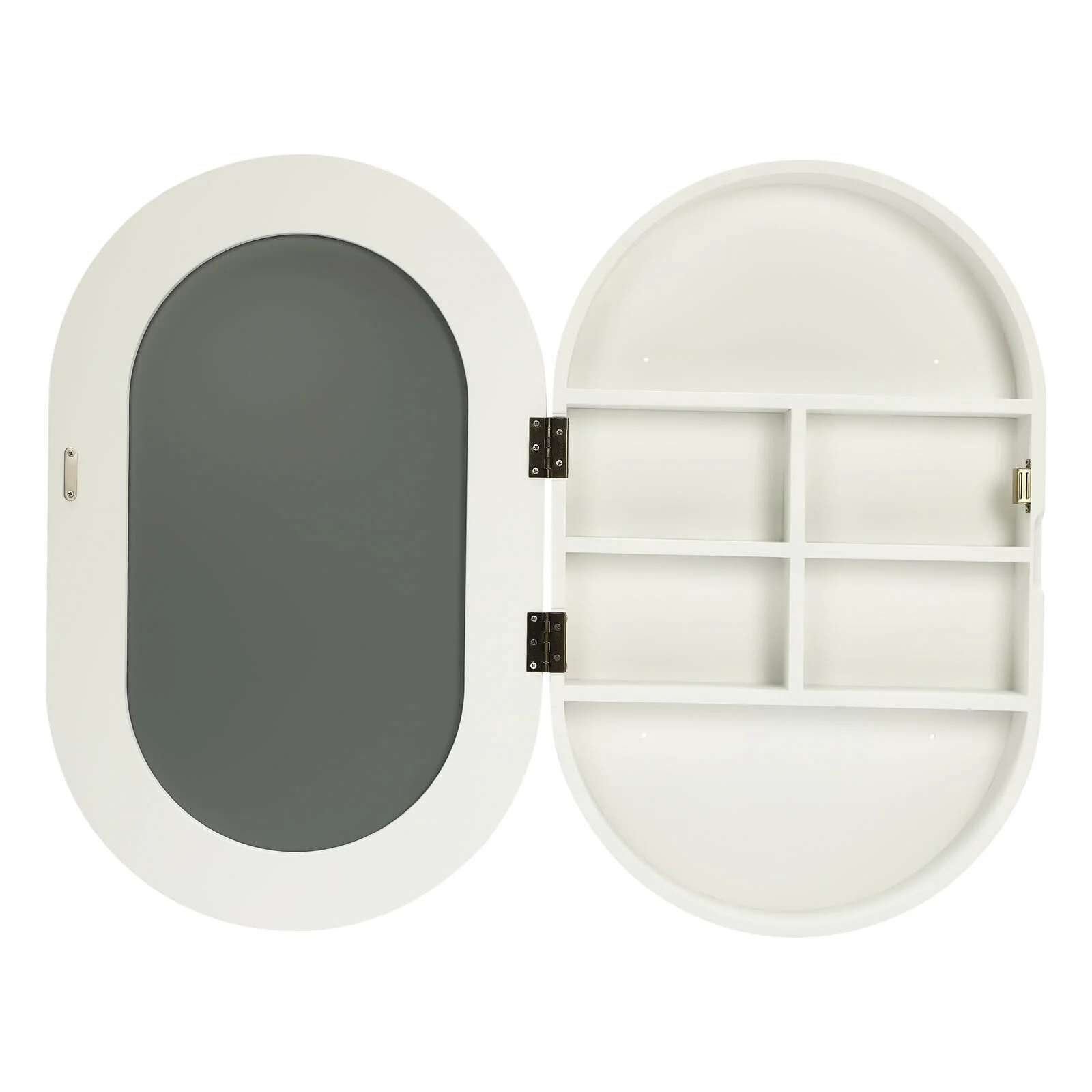 Fichiouy Bathroom Mirror Cabinet Oval Wall Mounted Cabinet Storage Cabinet with Mirror for Bathroom 19.76" x 30.82" - Image 5