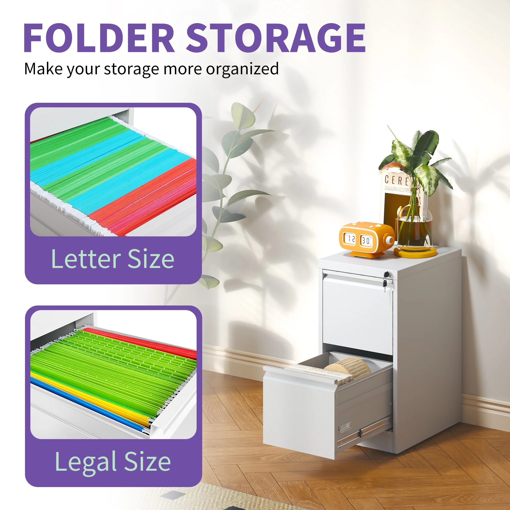 Daatumm 2-Drawer Vertical File Cabinet with Lock, Steel Metal Office & Home Storage for A4/Letter/Legal Size Documents - Image 4