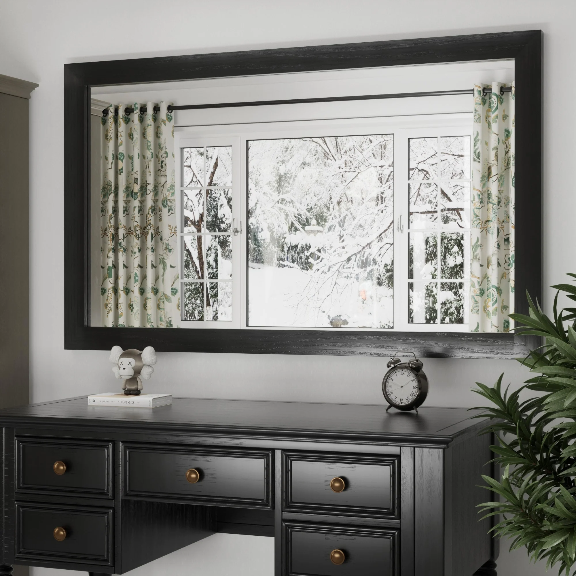Modern Rectangular Wall Mirror with Wood Frame, Bathroom and Barn Door Mirror, Multiple Sizes - Image 49