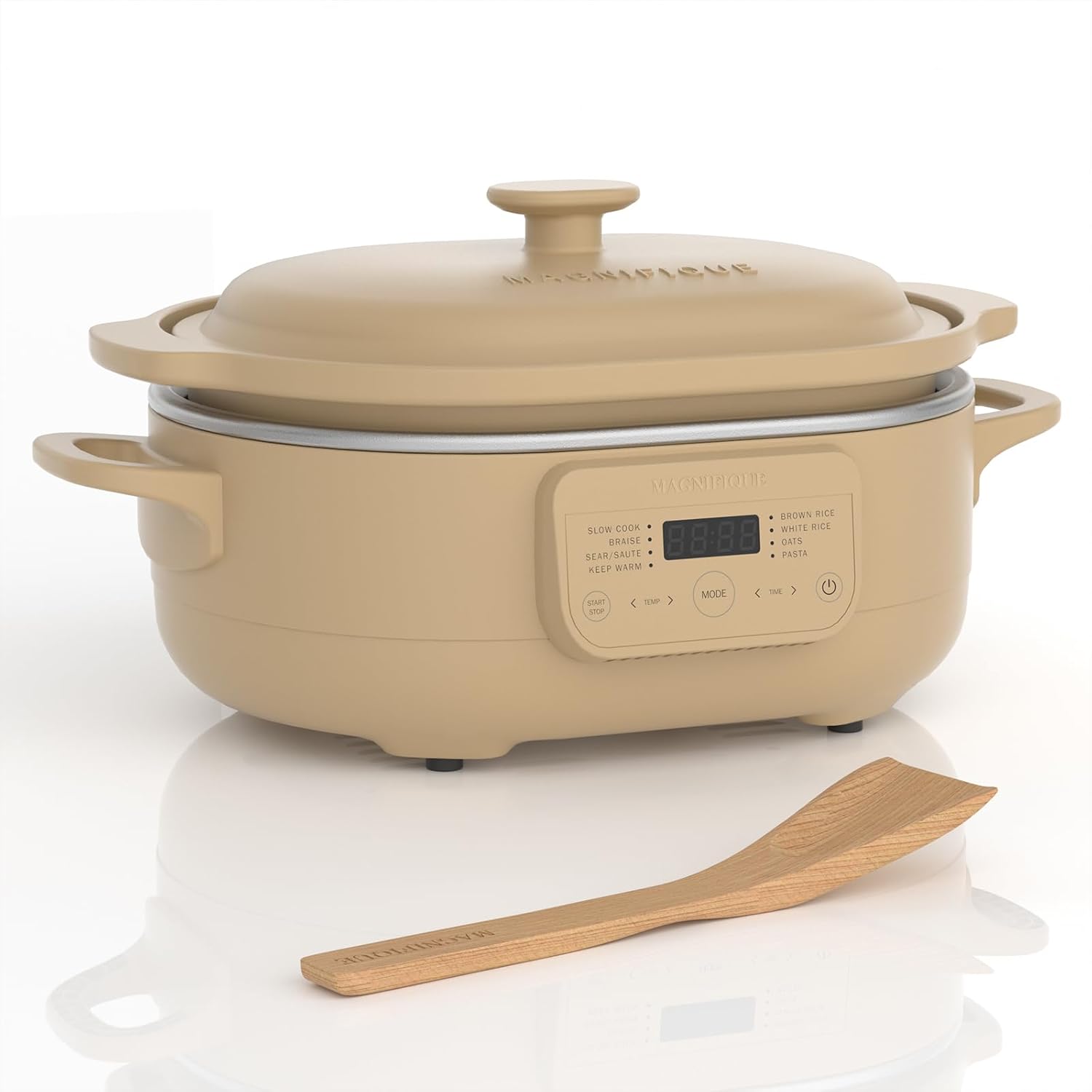4 Quart Programmable Casserole Slow Cooker, 8-in-1 Multi Cooker with Removable Non-Toxic Stoneware Crock, Claypot Slow Cooker, Rice-cooking, Nonstick, Oven Safe Pot to 450°F, Olive - Image 4