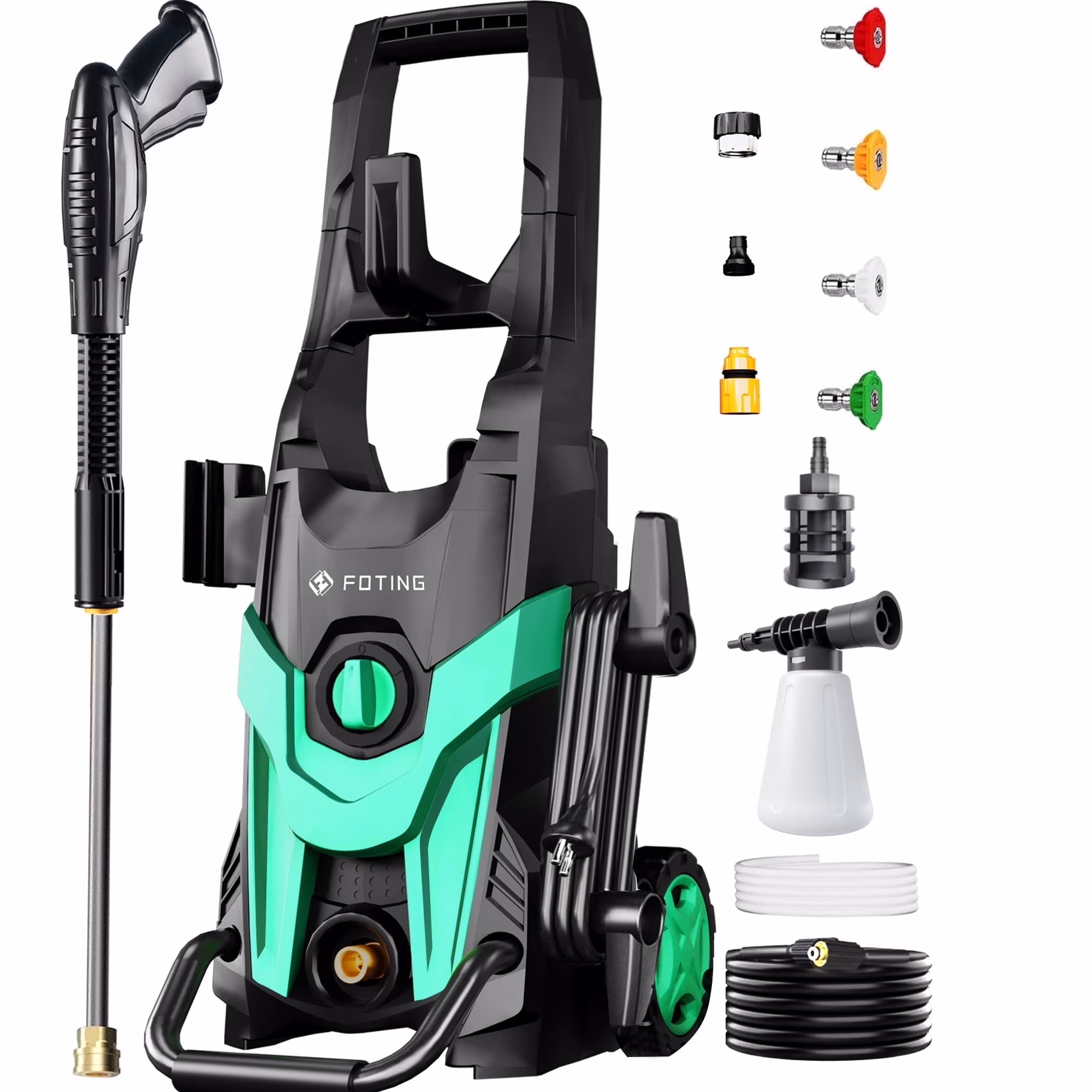 FOTING Electric Pressure Washer, 4500 PSI 3.2 GPM Power Washer with 4 Quick Connect Nozzles, High Pressure Cleaning Machine with Foam Cannon for Cars/Fences/Driveways/Patios/Home Cleaning - Image 3