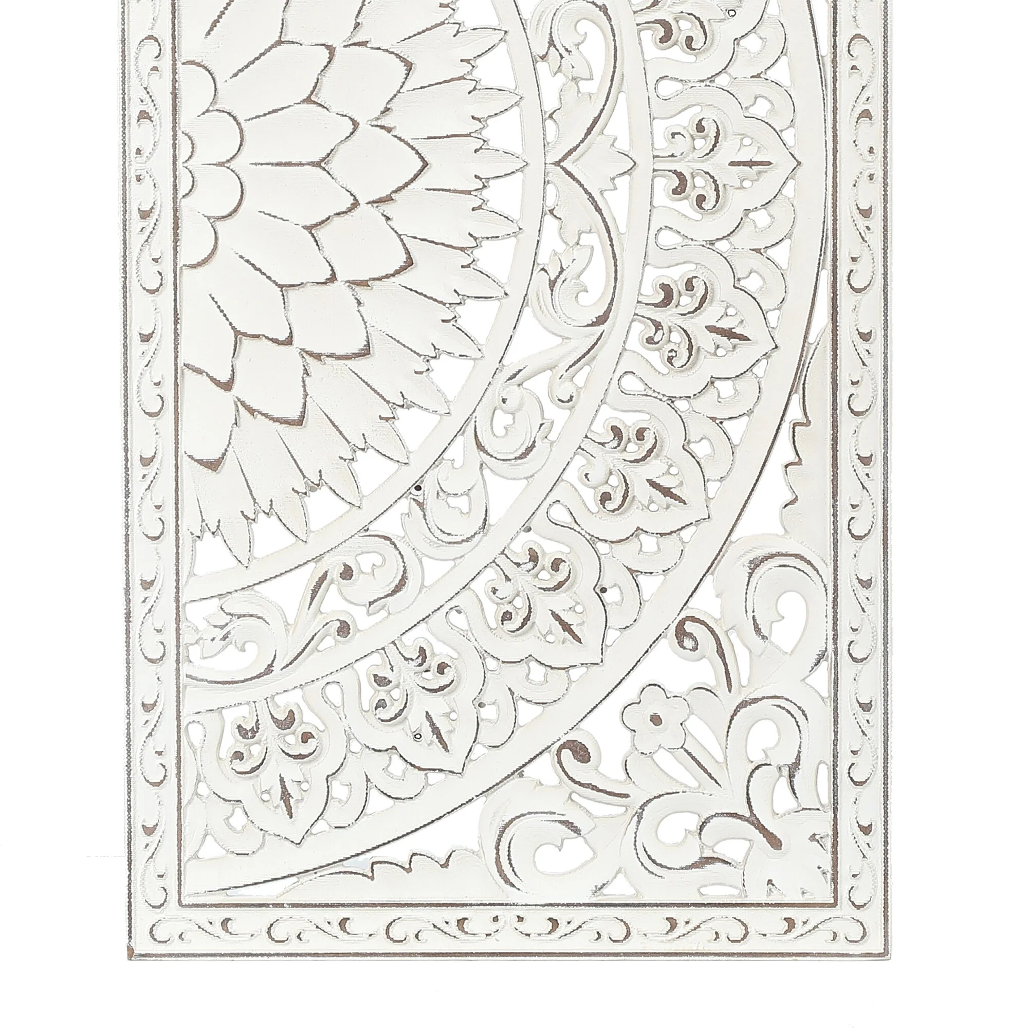 Set of 2 Distressed Ivory White Wood Flower Wall Art with Black Accents - Image 11