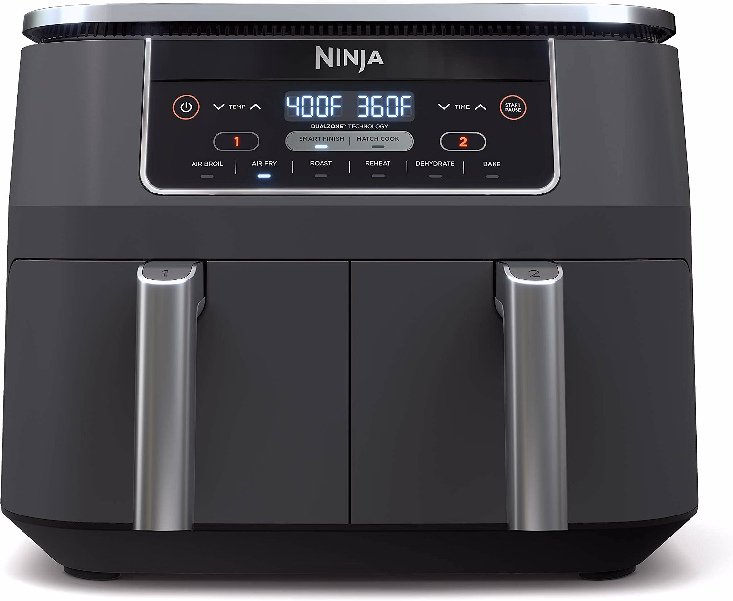 DZ201 Foodi 8 Quart 6-in-1 DualZone 2-Basket Air Fryer, Match Cook and Smart Finish to Roast, Broil, Dehydrate for Quick Easy Meals, Grey - Image 2