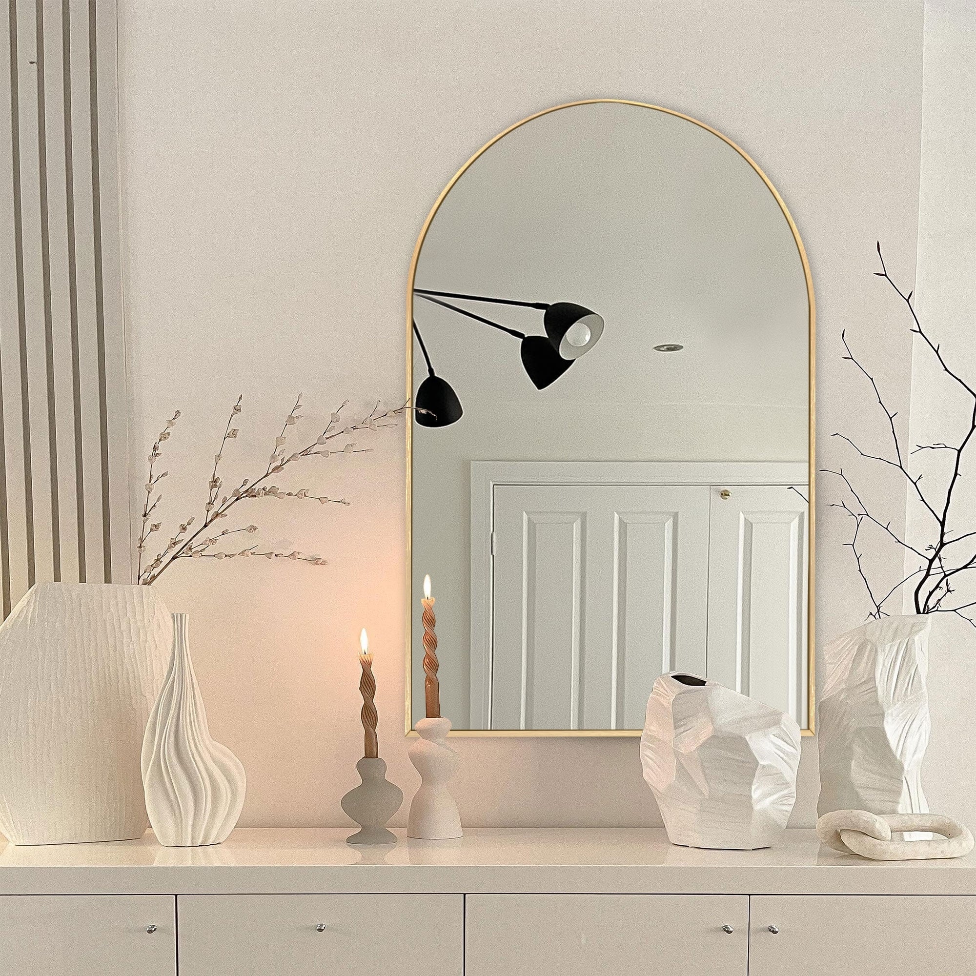 Modern Arch Aluminum Bathroom Wall Mirror, Wall Mounted Vanity Mirror for Bathroom, Bedroom and Home Decor - Image 23