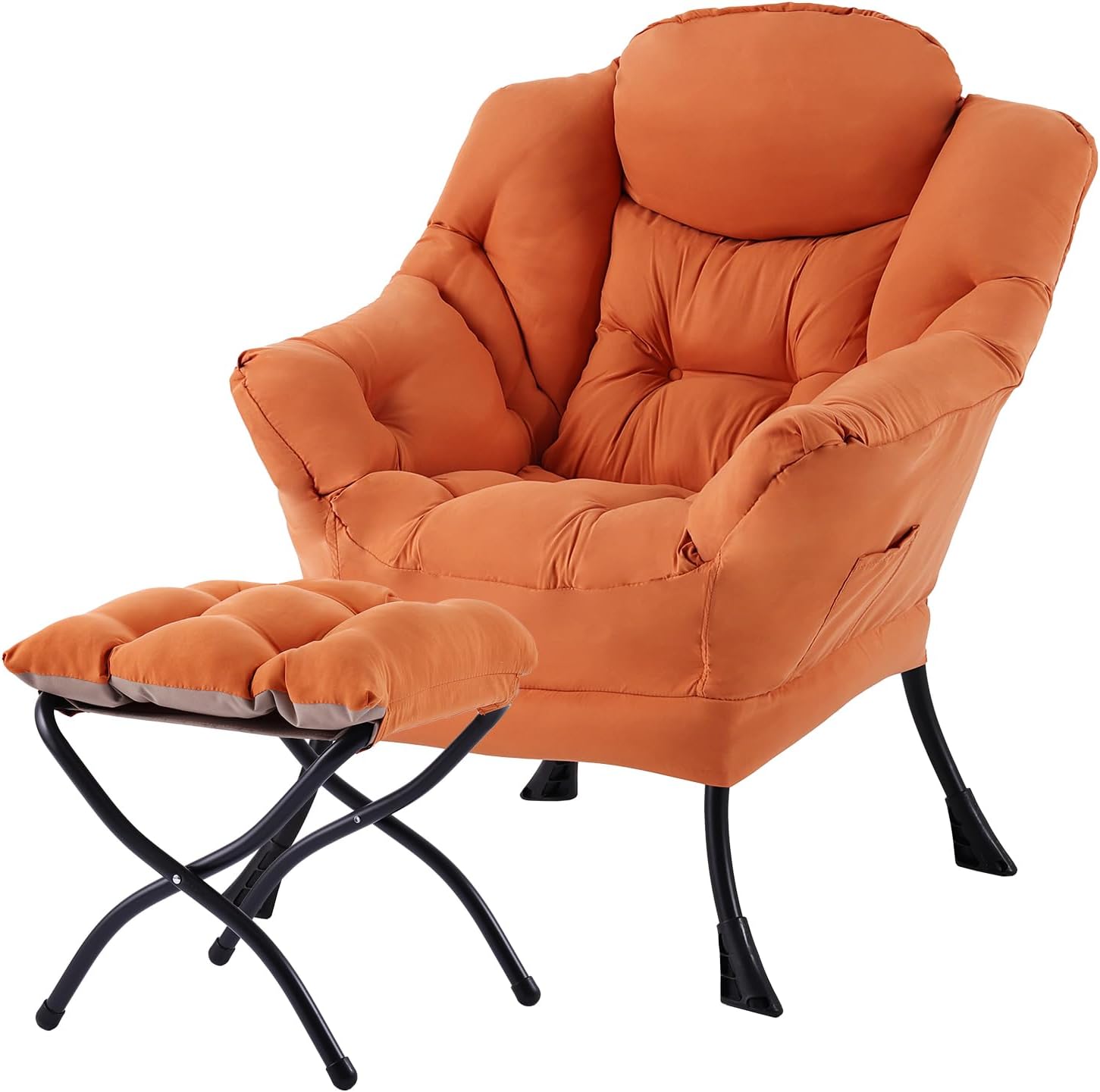 Lazy Chair with Ottoman, Reading Chair with Footrest, Jet Black - Image 9