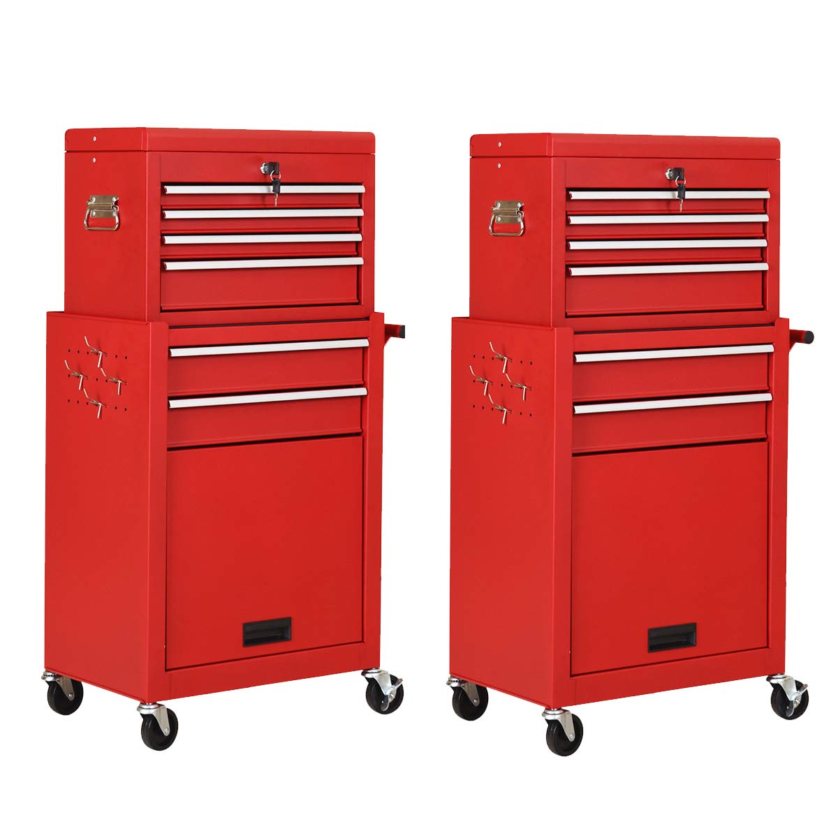 2-Piece 6-Drawer Rolling Tool Chest – Toolbox Set of 2 - Image 2