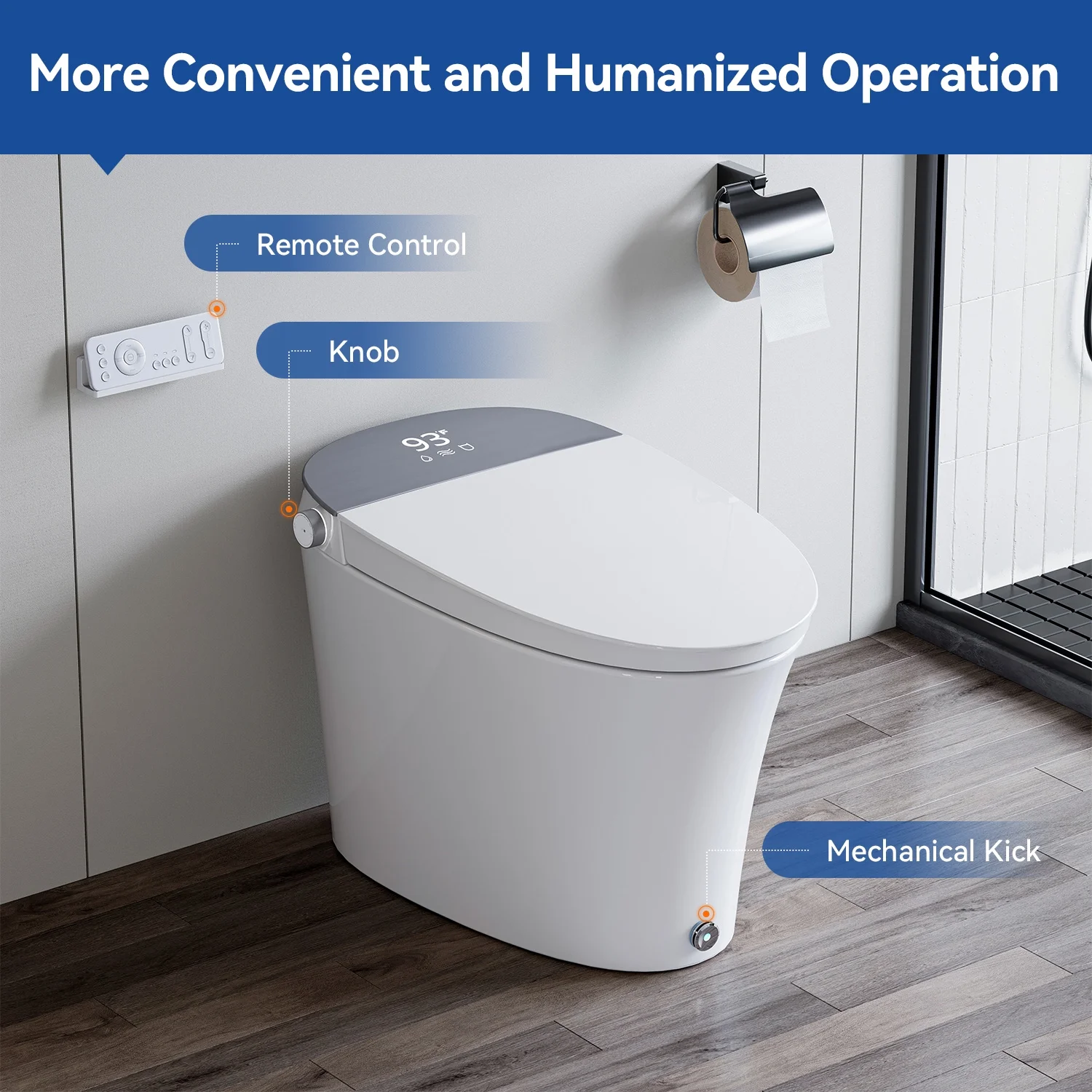 HOROW Smart Bidet Toilet Adjustable Cleaning , Heated Seat, No Water Pressure Limit, Auto Open/Close - Image 18