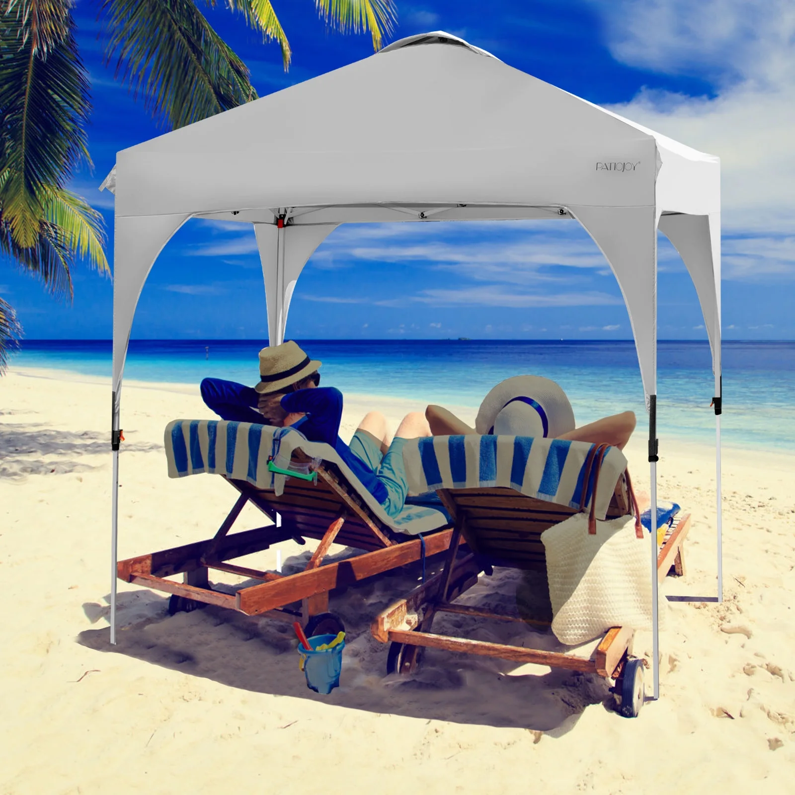 Patiojoy Pop-up Canopy Tent 6.6' x 6.6' Height Adjustable Commercial Instant Canopy w/ Portable Roller Bag White - Image 22
