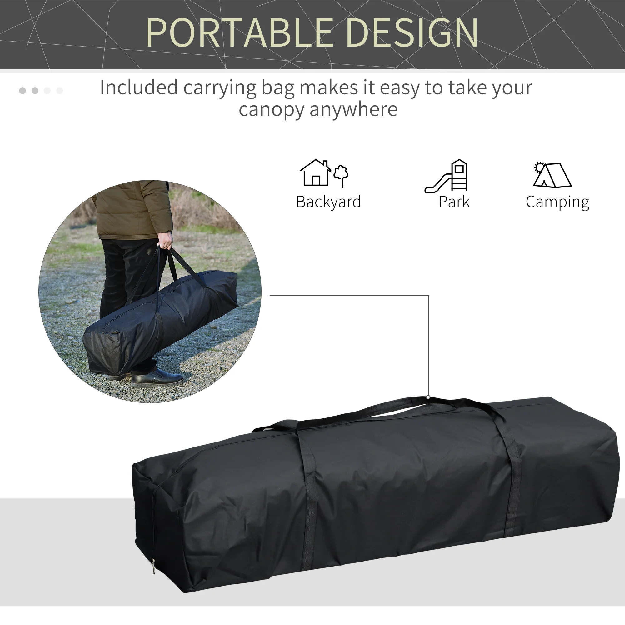Outsunny 10' x 19' Pop Up Canopy with Easy Up Steel Frame, 3-Level Adjustable Height and Carrying Bag, Sun Shade Event Party Tent for Patio, Backyard, Garden, Blue - Image 6