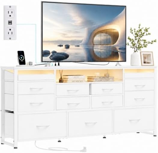 LED Dresser TV Stand for 65 Inch TV, 8 Drawers, Black - Image 13
