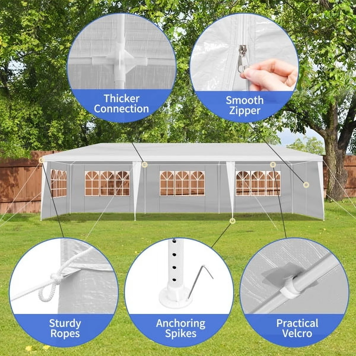 10'x30' Outdoor Party Tent with 8 Removable Sidewalls, Waterproof Canopy Patio Wedding Gazebo, White,white - Image 16