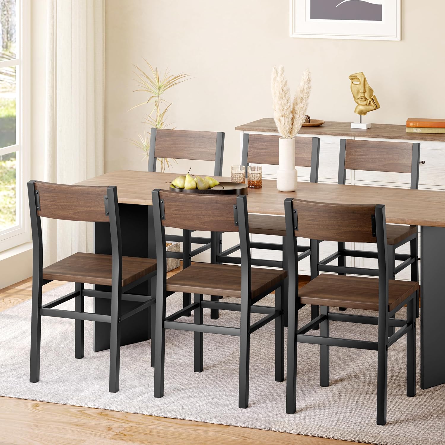 Black Dining Chairs Set of 4, Upgrade Farmhouse Kitchen Room Chair - Image 4