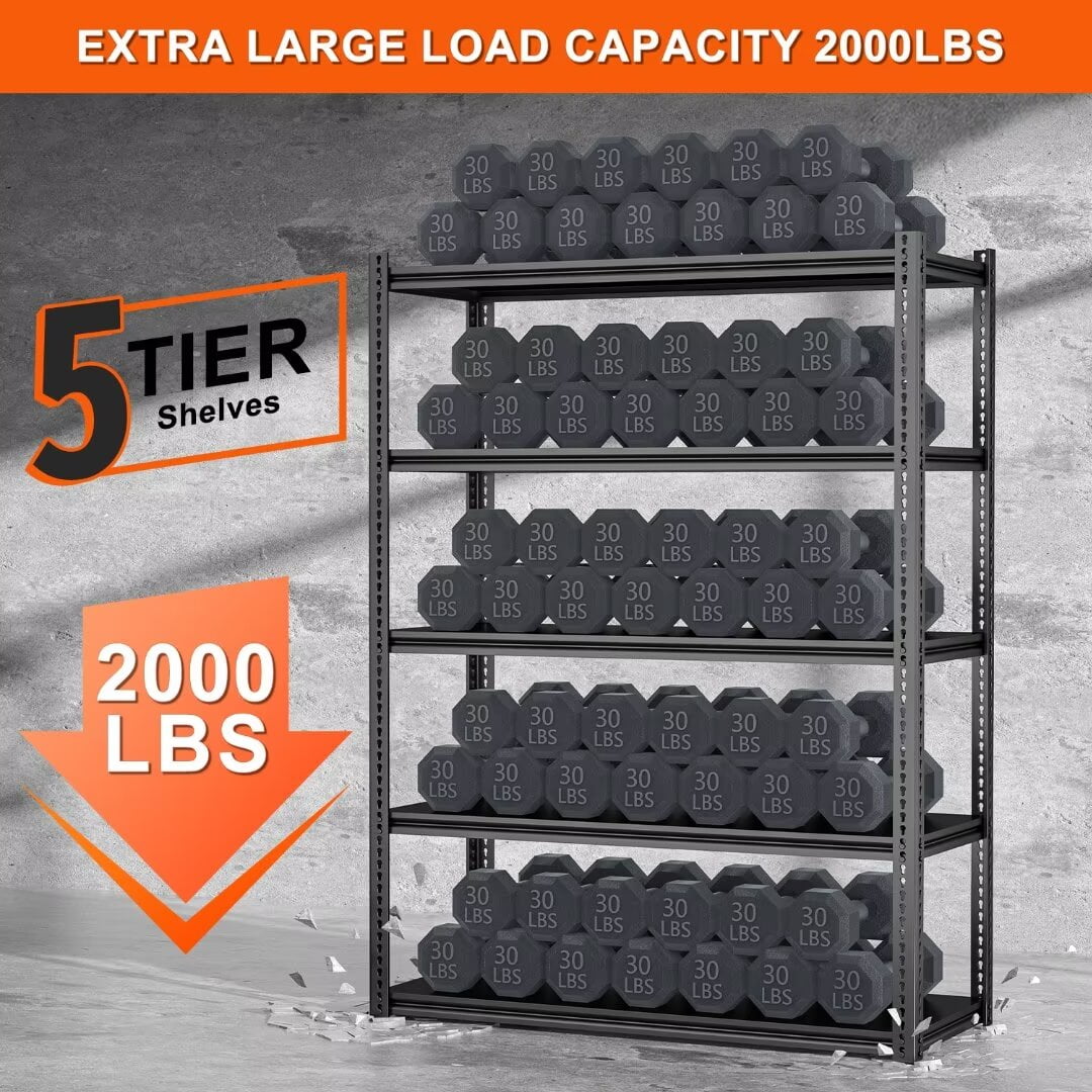 NAIZEA 2 Pack 72"H x 36"W x 18"D Garage Shelving, Heavy Duty Steel Shelving Storage Rack Shelves, 5 Tier Steel Shelf Rack Shelf Unit, 2000LB Capacity - Image 4