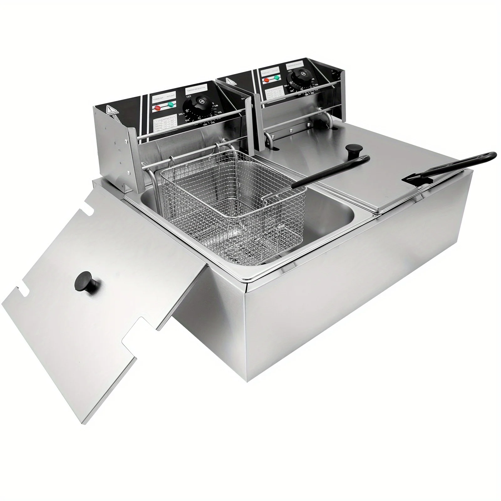 12L Stainless Steel Commercial Electric Deep Fryer - Large Capacity Countertop Fryer with Removable Tank and Lid for Easy Cleaning - Perfect for Restaurants, Cafes, and Home Use - Image 7