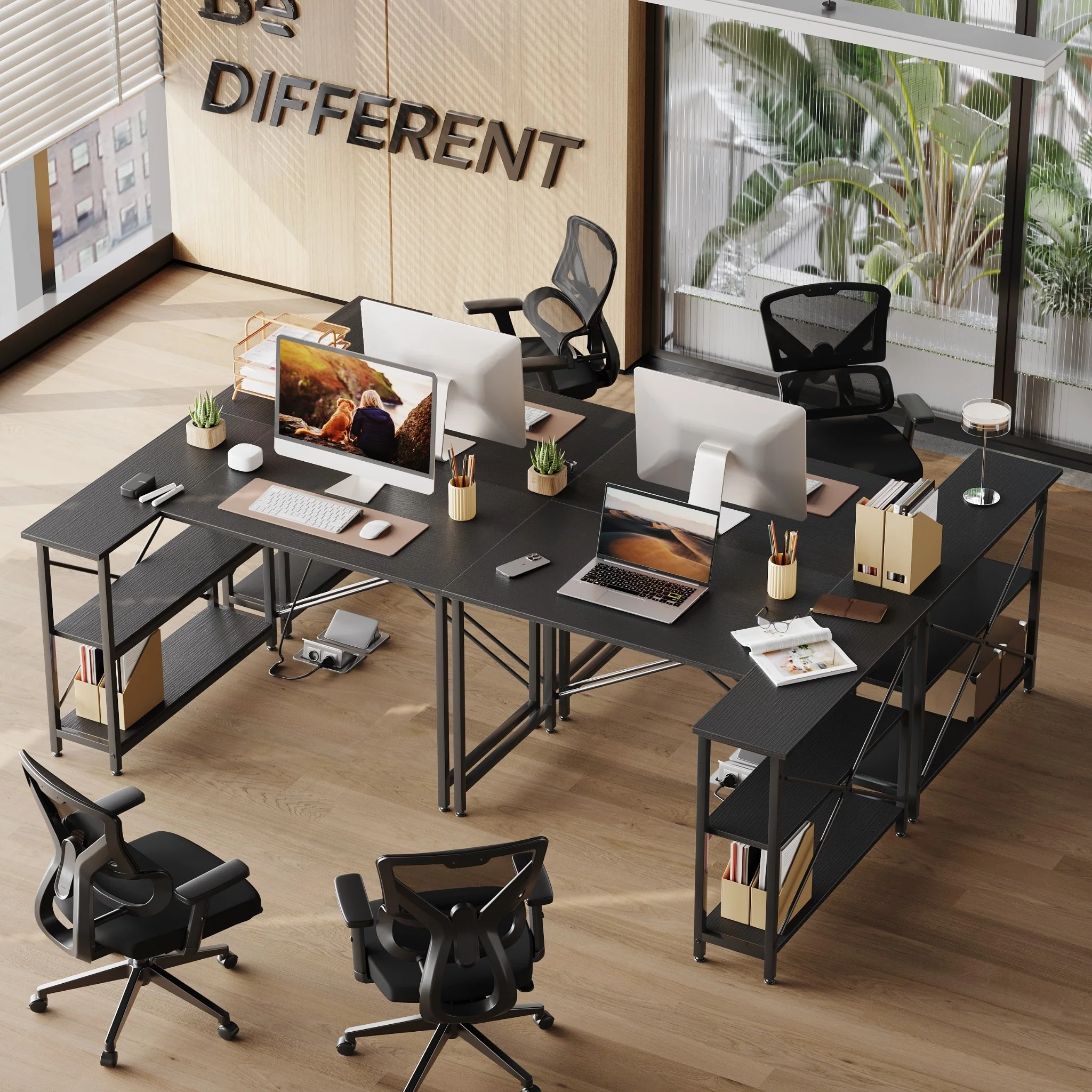 Small L Shaped Computer Desk with Storage Shelves, Compact Corner Workstation for Home Office and Study - Image 106