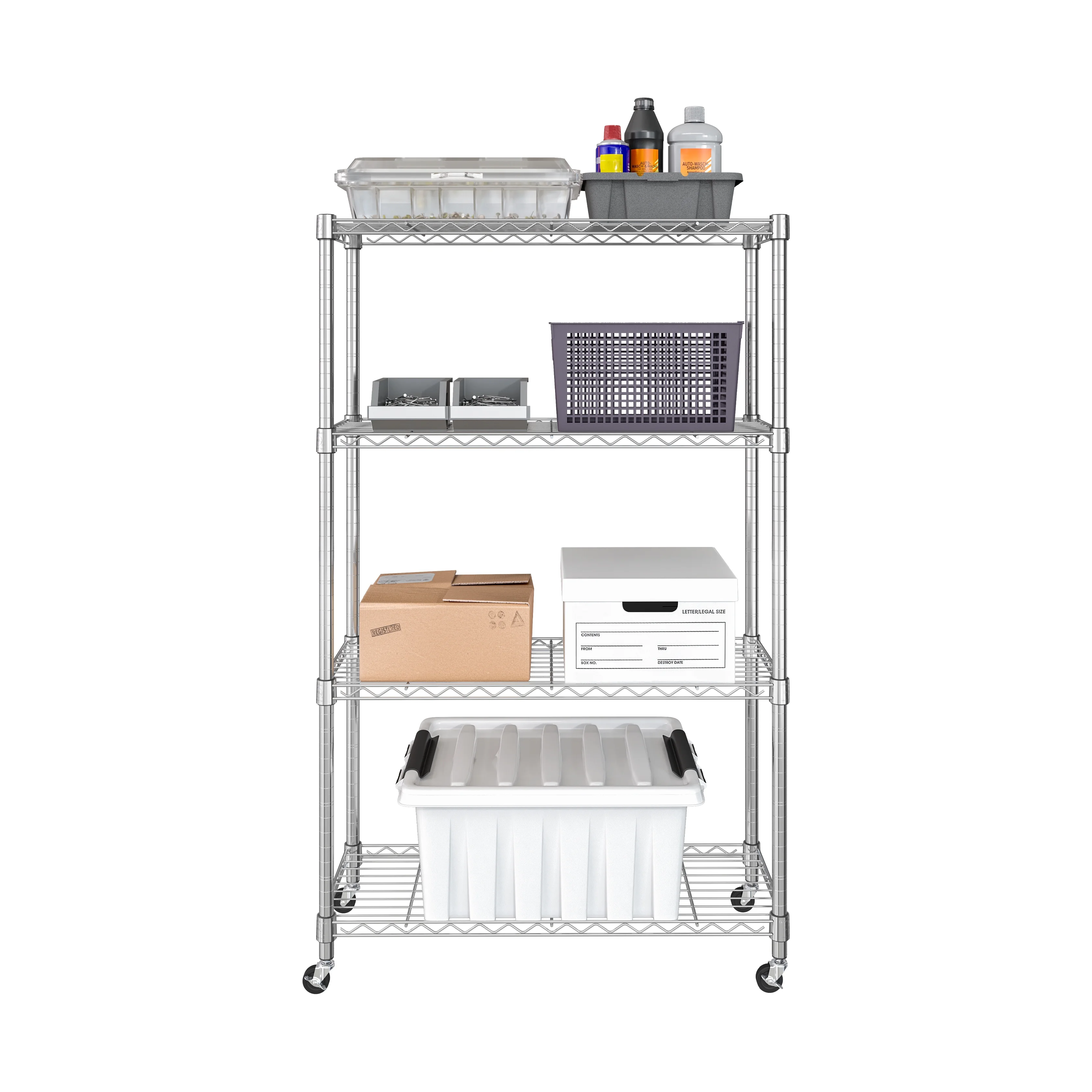 Seville Classics Solid Steel Wire Shelving Storage Unit Adjustable Shelves Organizer Rack, for Home, Kitchen, Office, Garage, Bedroom, Closet, Silver, 4-Tier, 36" W x 14" D - Image 18