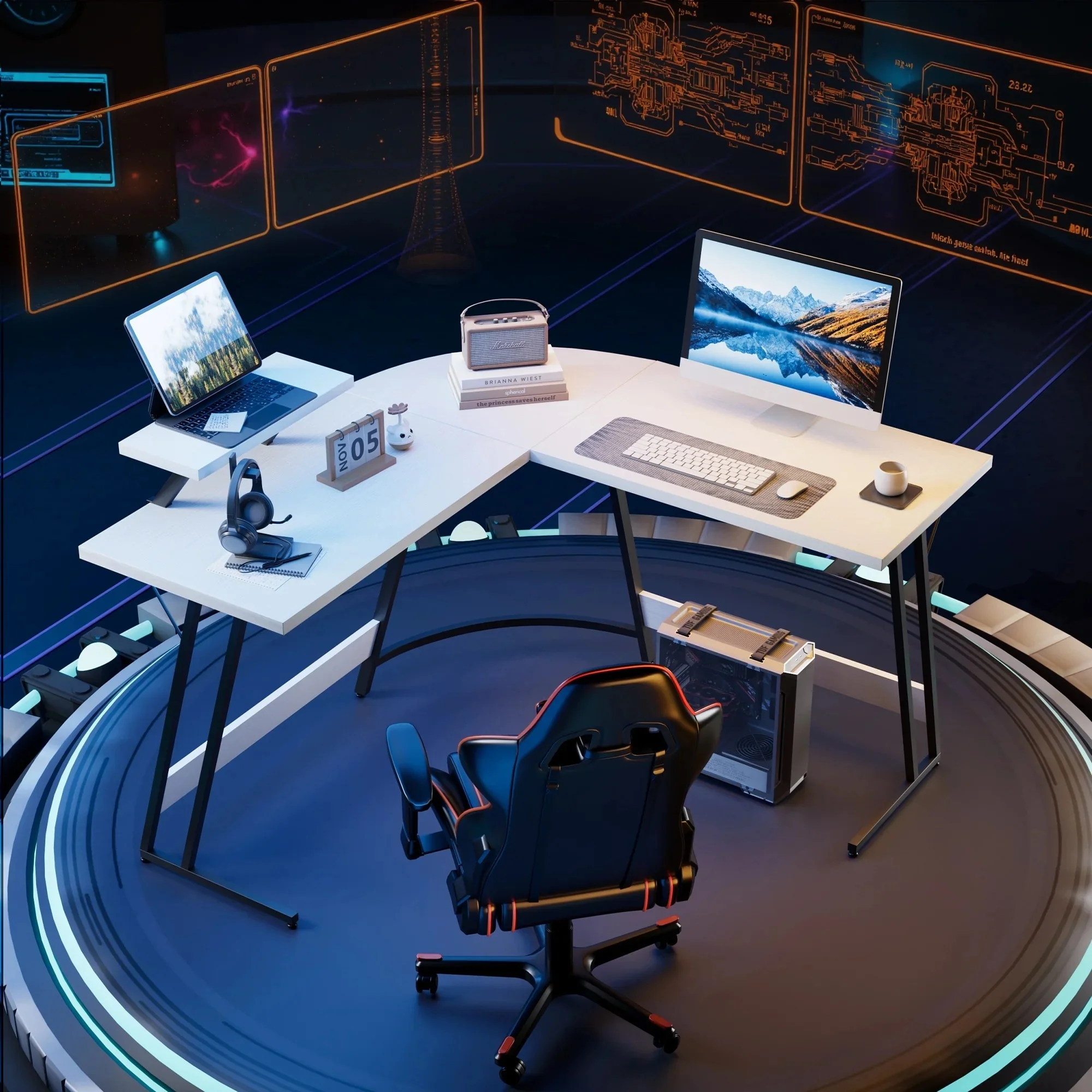 L-Shaped Gaming Desk, Computer Corner Desk and Office Writing Desk for Home - Image 31